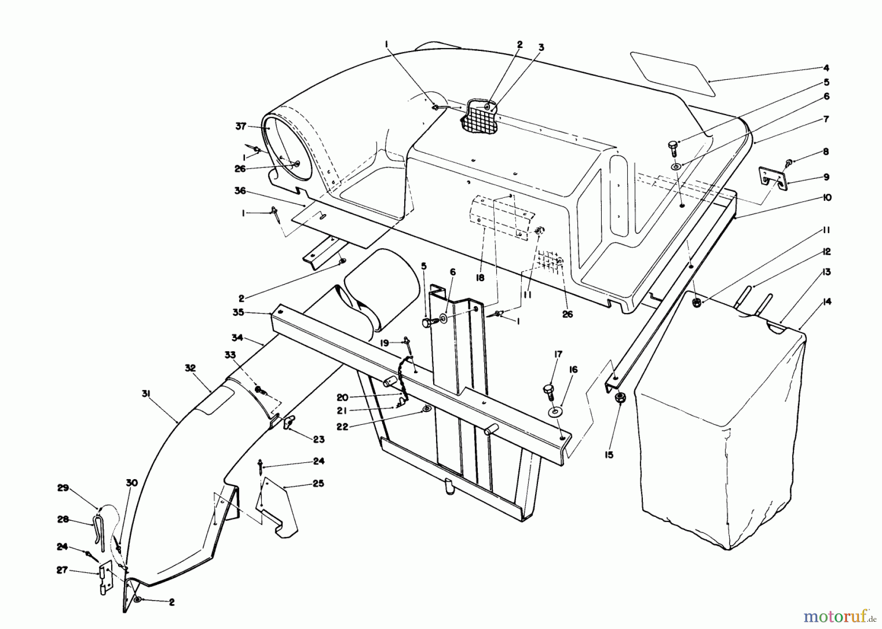  Toro Neu Mowers, Rear-Engine Rider 56138 (8-32) - Toro 8-32 Rear Engine Rider, 1987 (7000001-7999999) TWIN BAGGER GRASS CATCHER MODEL NO. 59184 (OPTIONAL)