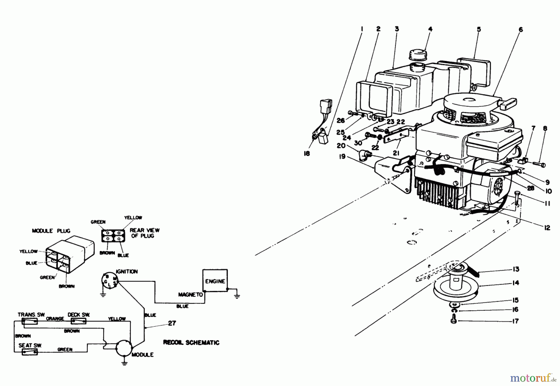  Toro Neu Mowers, Rear-Engine Rider 56138 (8-32) - Toro 8-32 Rear Engine Rider, 1988 (8000001-8999999) ENGINE ASSEMBLY (MODEL NO. 56138)