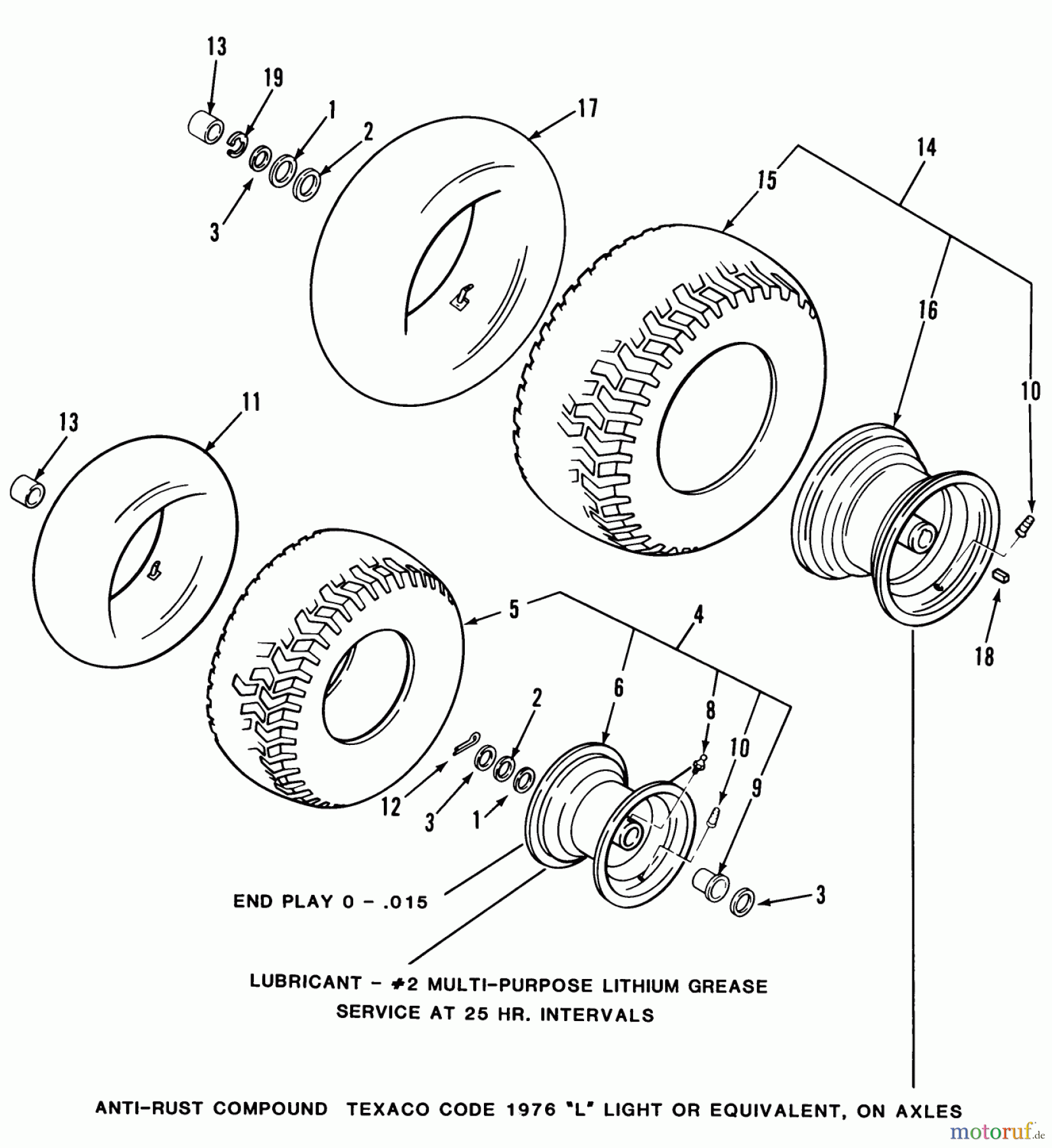  Toro Neu Mowers, Lawn & Garden Tractor Seite 1 32-12K602 (212-6) - Toro 212-6 Tractor, 1988 WHEELS AND TIRES