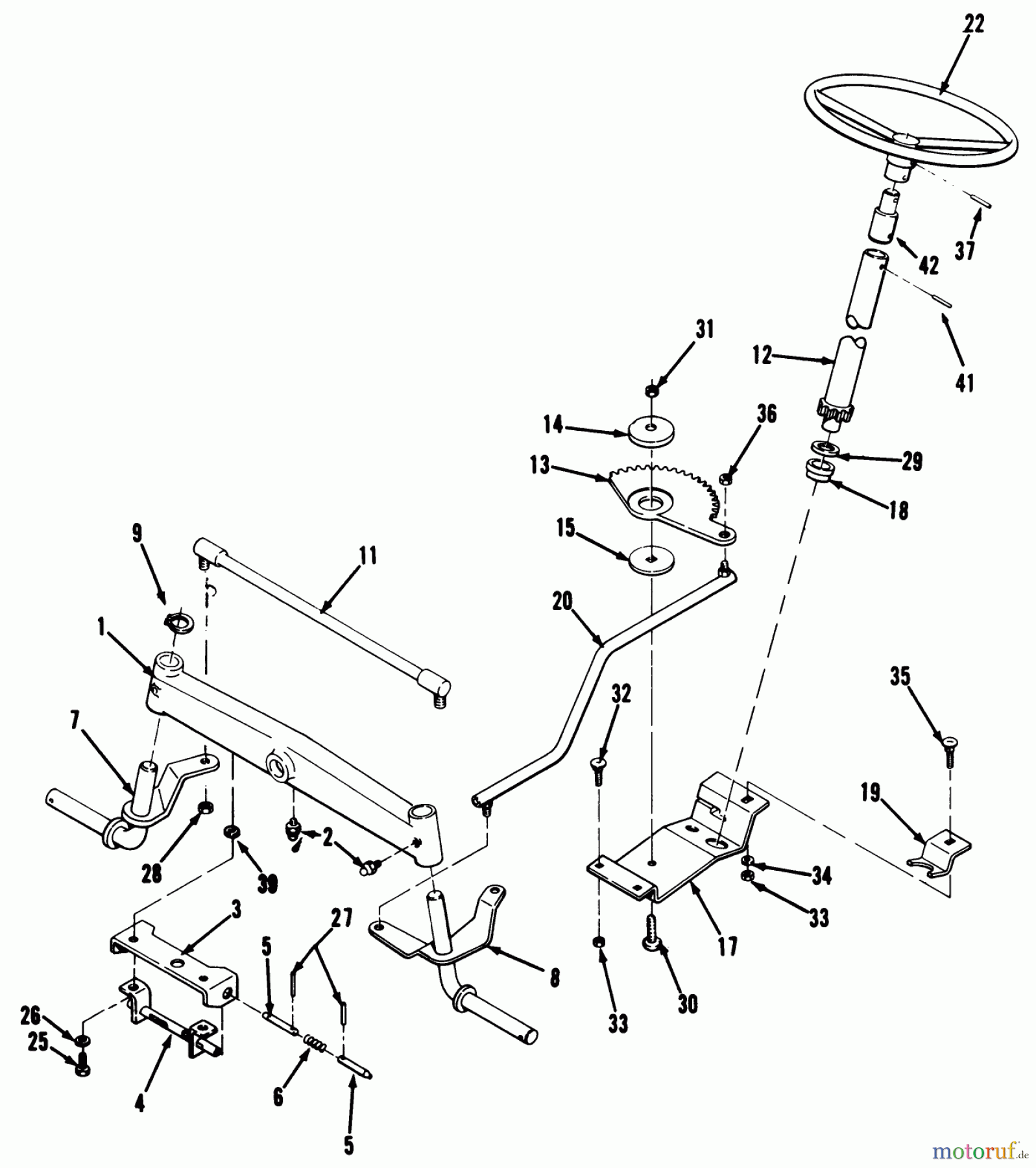  Toro Neu Mowers, Lawn & Garden Tractor Seite 1 32-120EA1 (212-H)- Toro 212-H Tractor, 1991 (1000001-1999999) FRONT AXLE AND STEERING