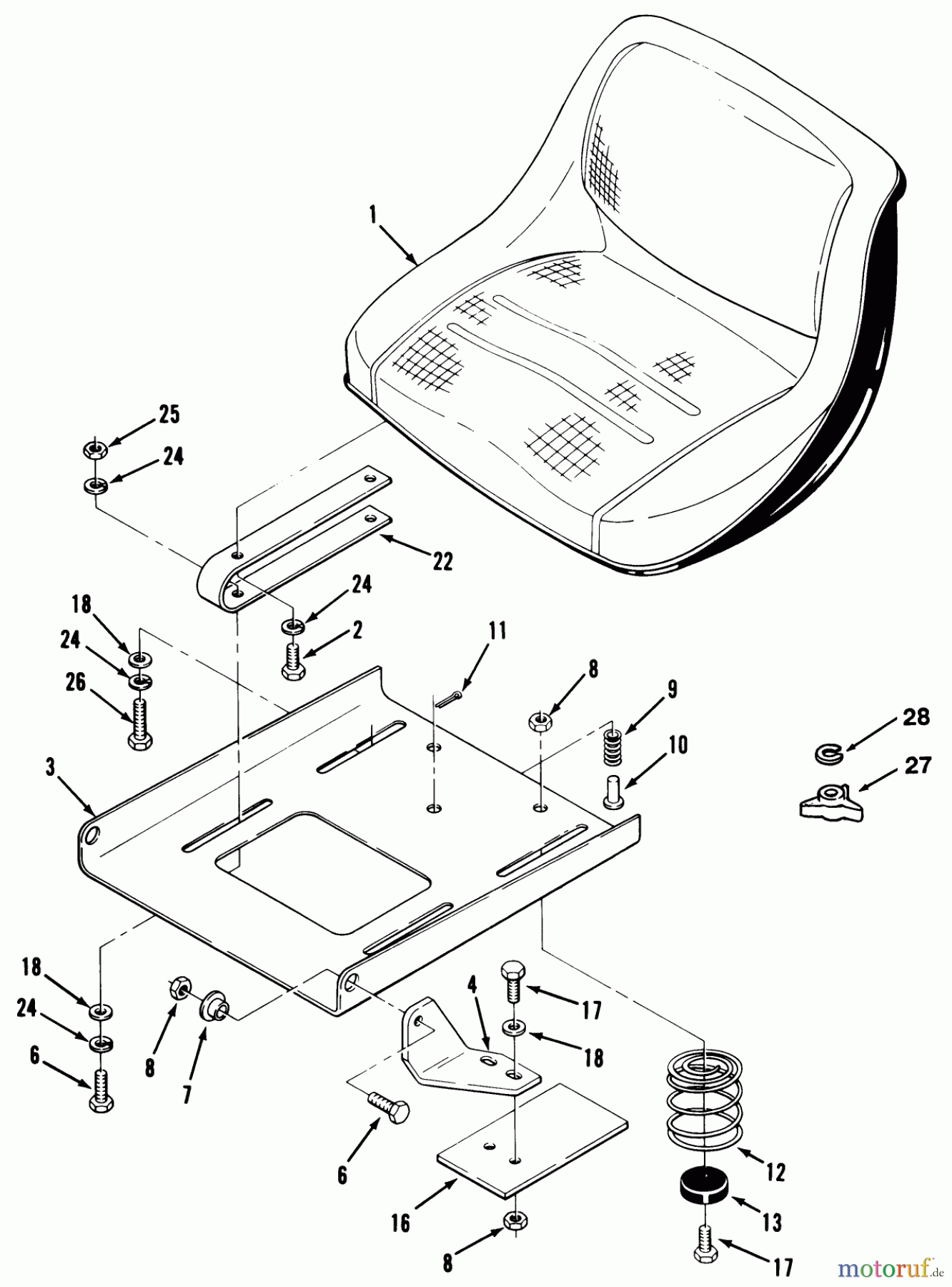  Toro Neu Mowers, Lawn & Garden Tractor Seite 1 32-1205A1 (212-5) - Toro 212-5 Tractor, 1991 (1000001-1999999) SEAT AND SUSPENSION