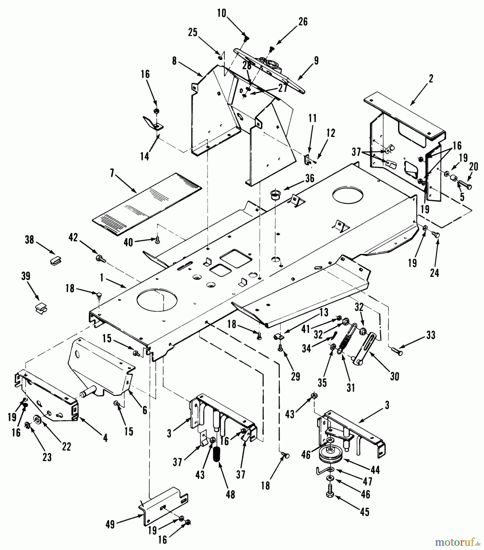  Toro Neu Mowers, Lawn & Garden Tractor Seite 1 32-12B5A2 (212-5) - Toro 212-5 Tractor, 1991 (1000001-1999999) FRAME ASSEMBLY