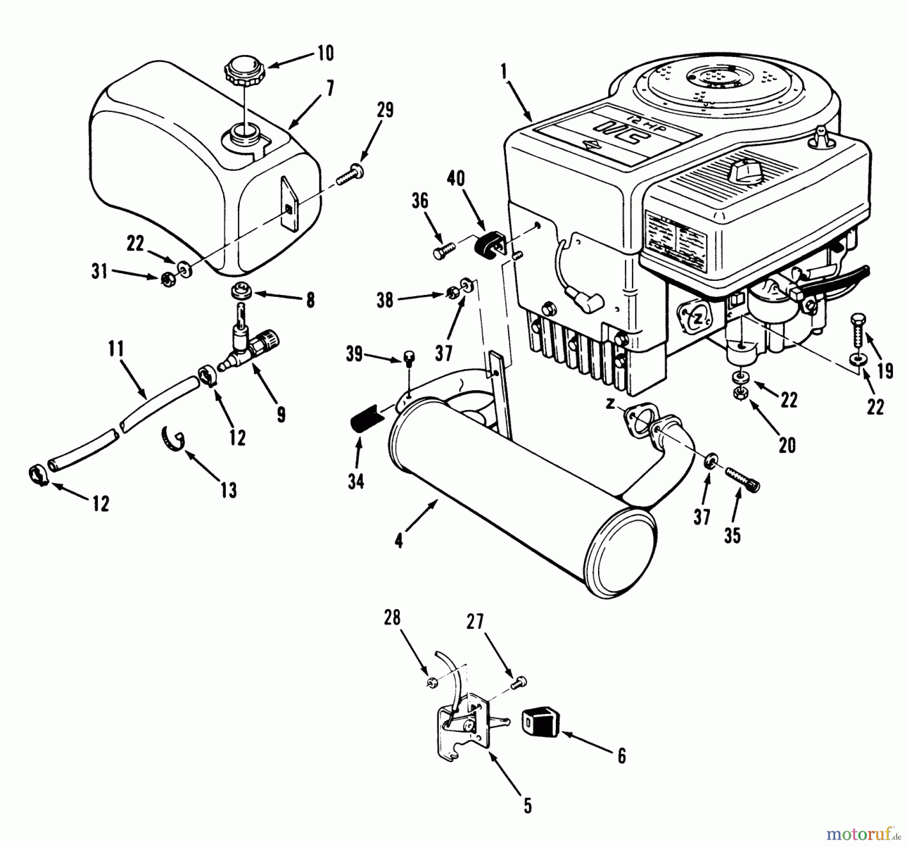  Toro Neu Mowers, Lawn & Garden Tractor Seite 1 32-12B5A3 (212-5) - Toro 212-5 Tractor, 1991 (1000001-1999999) ENGINE FUEL & EXHAUST ASSEMBLY