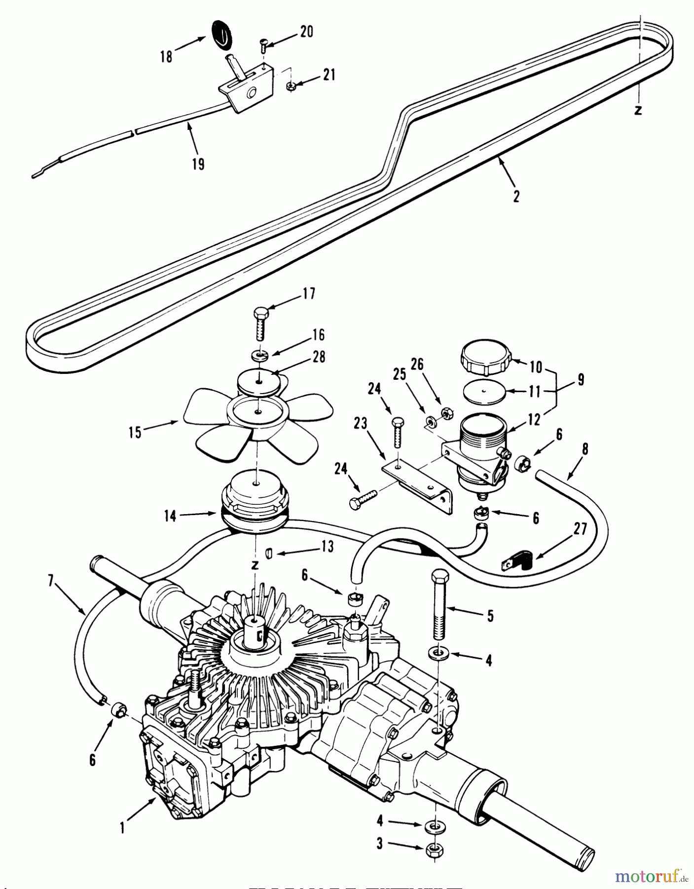  Toro Neu Mowers, Lawn & Garden Tractor Seite 1 32-12B5A3 (212-5) - Toro 212-5 Tractor, 1991 (1000001-1999999) TRANSMISSION ASSEMBLY (212-H)