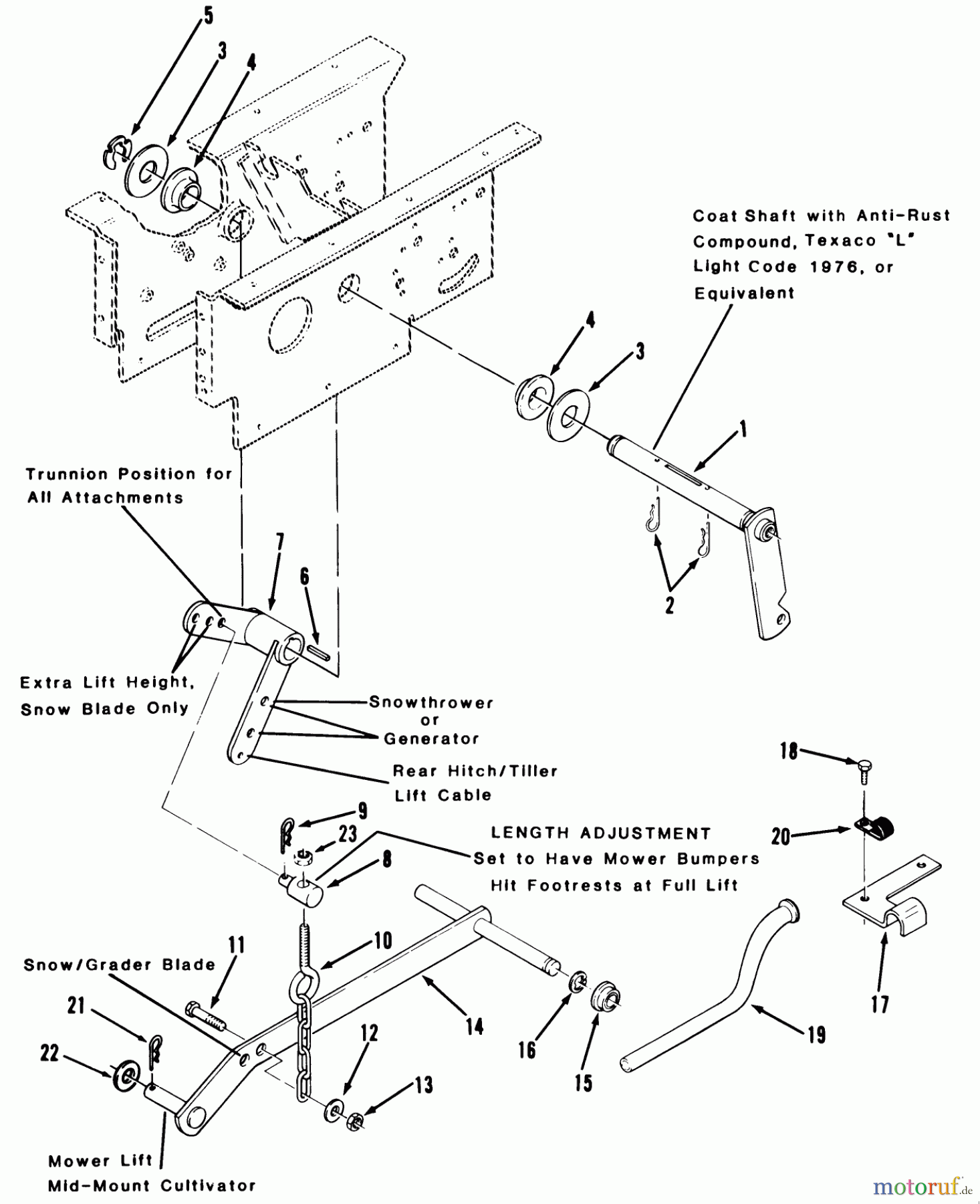  Toro Neu Mowers, Lawn & Garden Tractor Seite 1 41-20OE01 (520-H) - Toro 520-H Garden Tractor, 1990 HYDROSTATIC LIFT LINKAGE