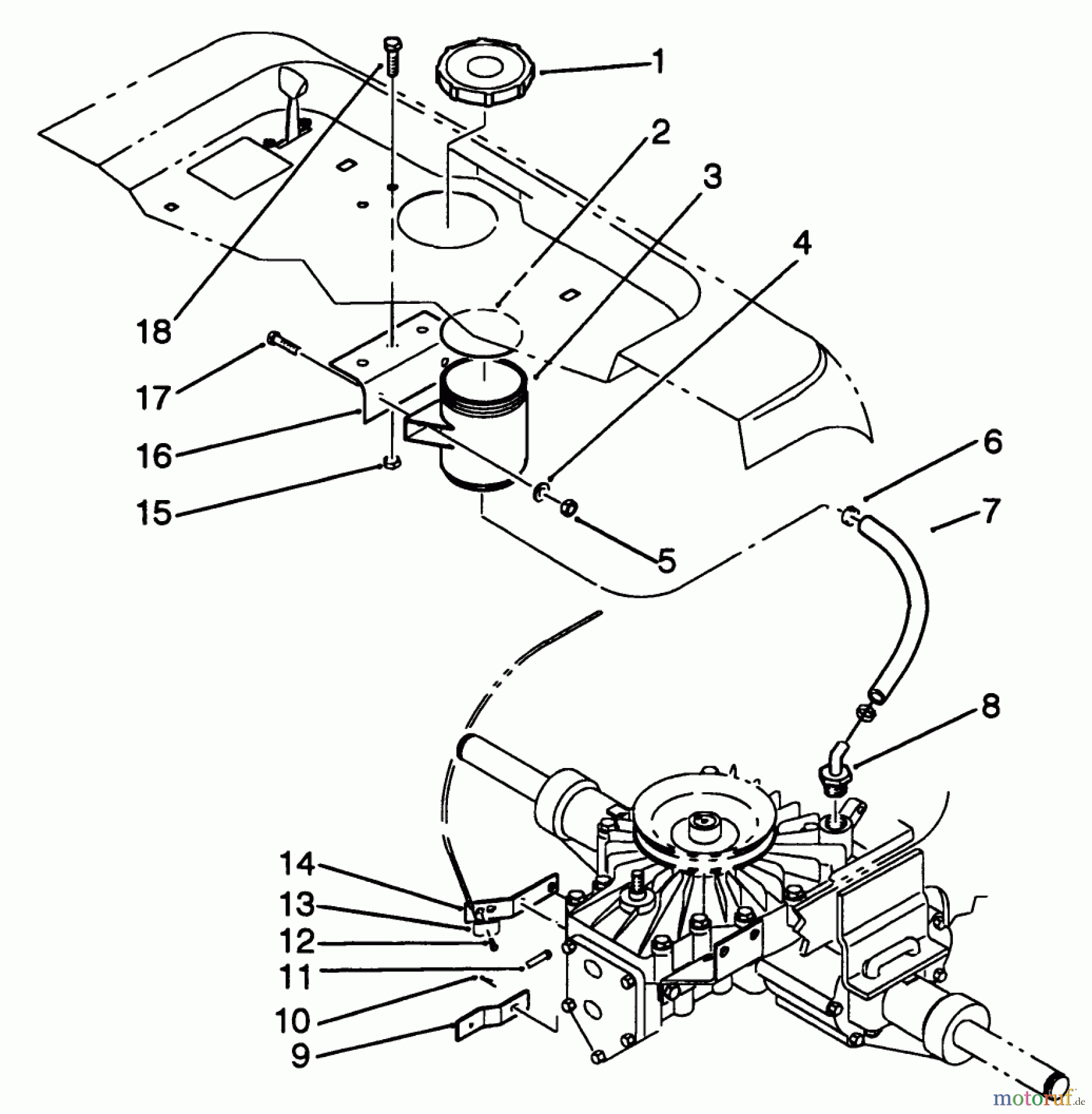  Toro Neu Mowers, Lawn & Garden Tractor Seite 1 42-16BE01 (246-H) - Toro 246-H Yard Tractor, 1992 (2000001-2999999) HYDRAULIC RESERVOIR ASSEMBLY