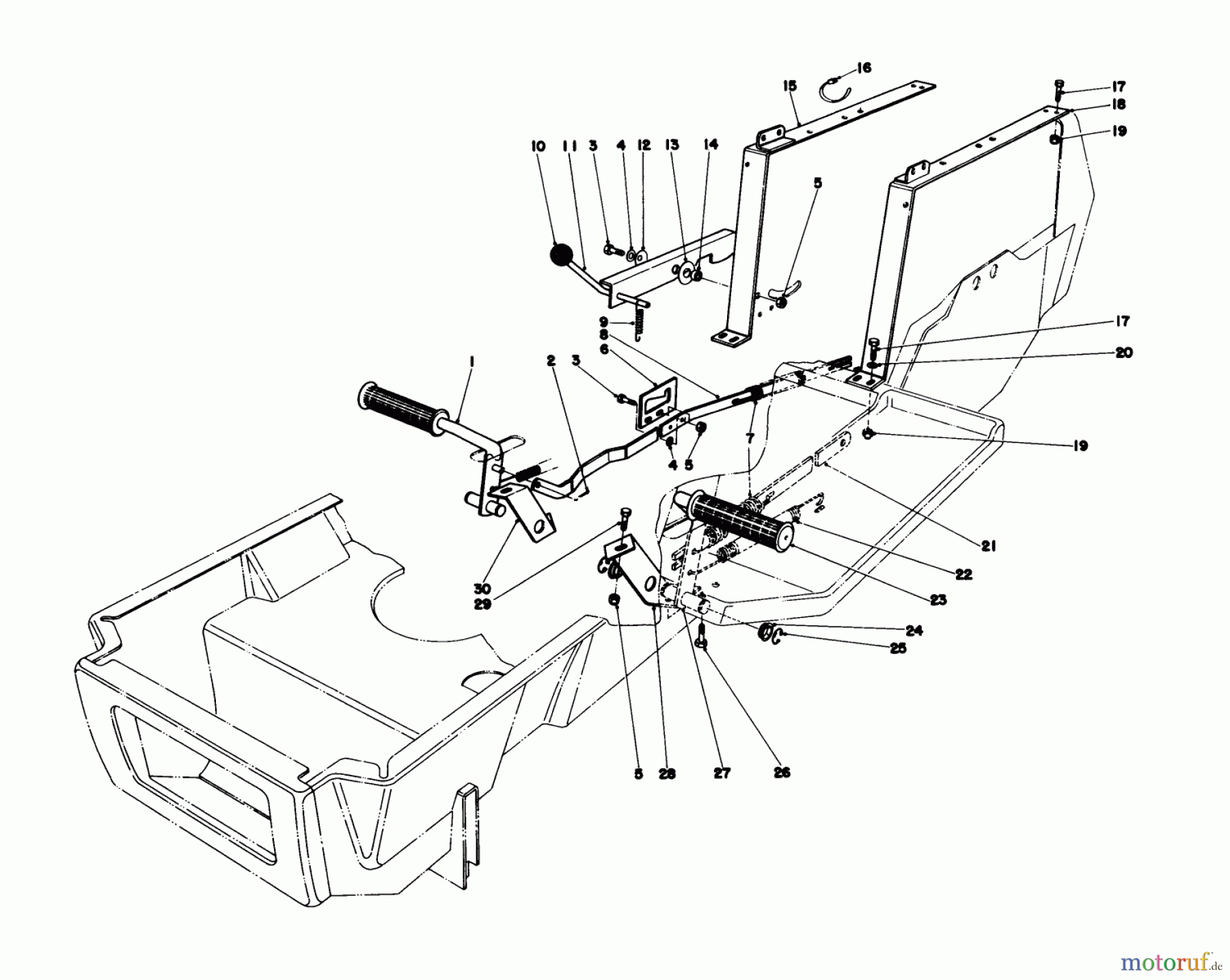  Toro Neu Mowers, Lawn & Garden Tractor Seite 1 57300 (8-32) - Toro 8-32 Front Engine Rider, 1978 (8000001-8999999) BRAKE & CLUTCH PEDAL ASSEMBLY