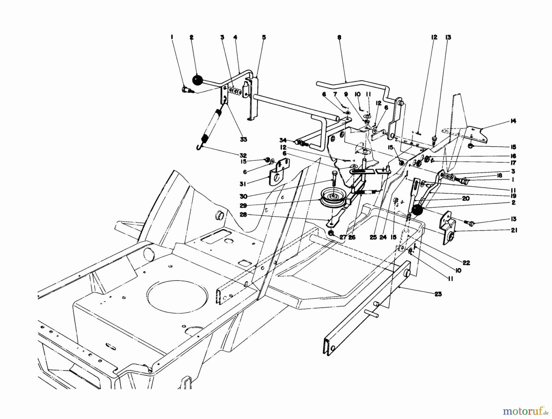  Toro Neu Mowers, Lawn & Garden Tractor Seite 1 57300 (8-32) - Toro 8-32 Front Engine Rider, 1978 (8000001-8999999) SHIFT & CLUTCH ASSEMBLY