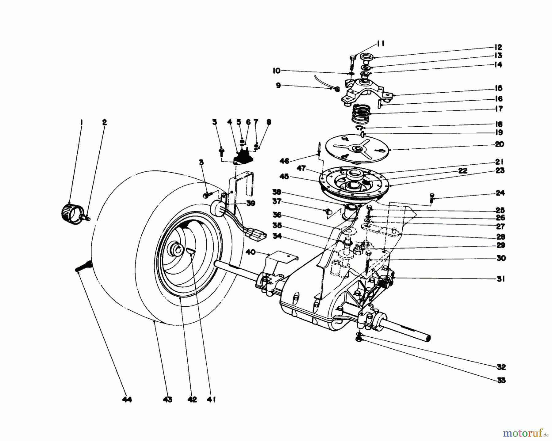  Toro Neu Mowers, Lawn & Garden Tractor Seite 1 57300 (8-32) - Toro 8-32 Front Engine Rider, 1978 (8000001-8999999) TRANSAXLE & CLUTCH ASSEMBLY