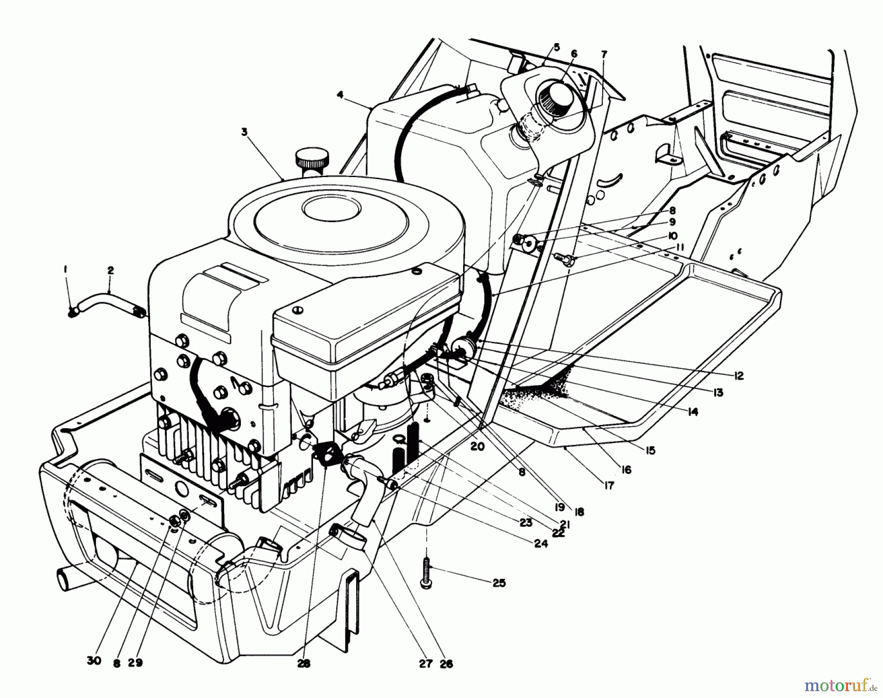  Toro Neu Mowers, Lawn & Garden Tractor Seite 1 57360 (11-32) - Toro 11-32 Lawn Tractor, 1981 (1000001-1999999) ENGINE ASSEMBLY MODEL 57360