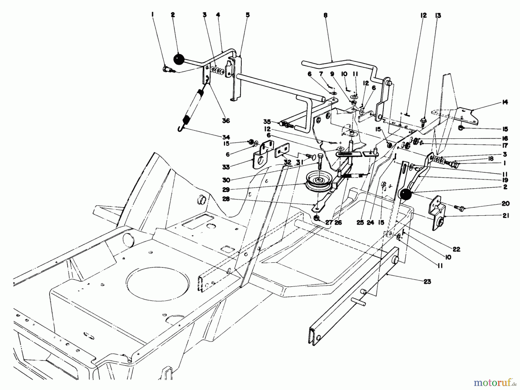  Toro Neu Mowers, Lawn & Garden Tractor Seite 1 57360 (11-32) - Toro 11-32 Lawn Tractor, 1983 (3000001-3999999) SHIFT & CLUTCH ASSEMBLY