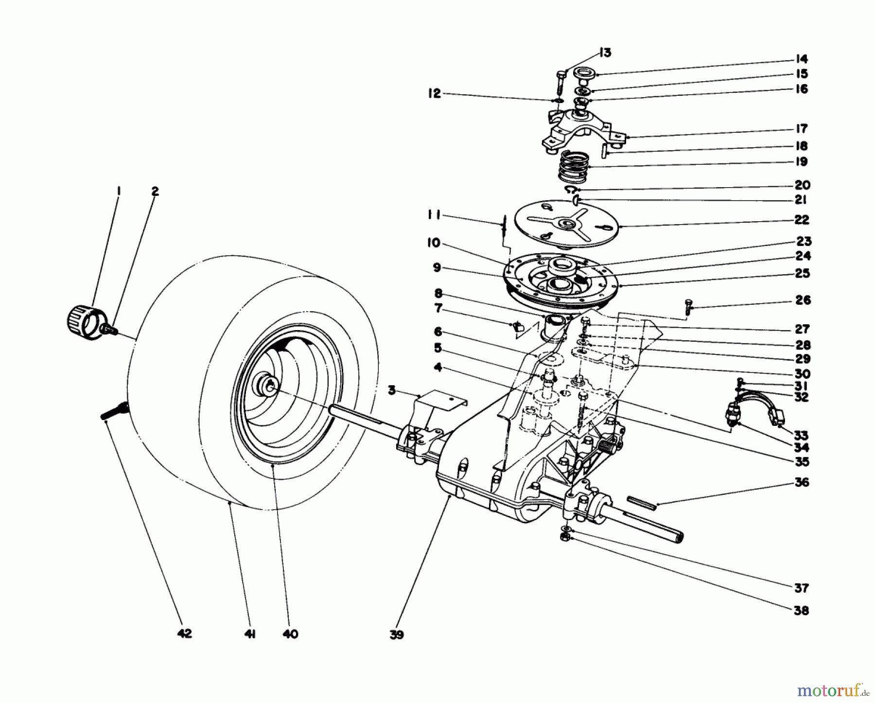  Toro Neu Mowers, Lawn & Garden Tractor Seite 1 57300 (8-32) - Toro 8-32 Front Engine Rider, 1985 (5000001-5999999) TRANSAXLE & CLUTCH ASSEMBLY