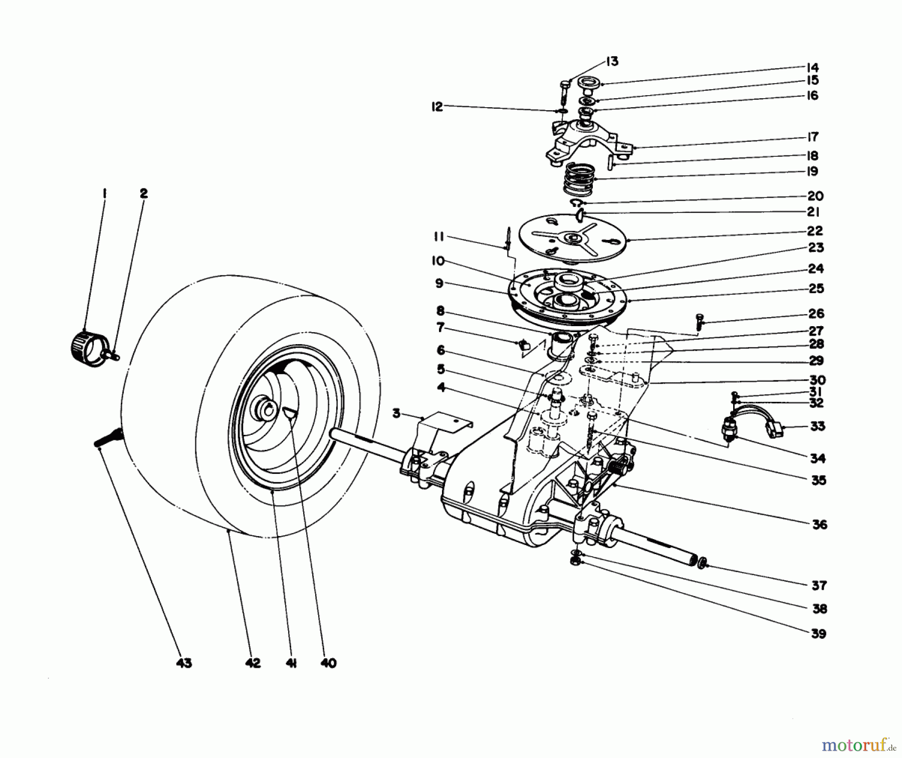  Toro Neu Mowers, Lawn & Garden Tractor Seite 1 57356 (11-42) - Toro 11-42 Lawn Tractor, 1984 (4000001-4999999) TRANSAXLE & CLUTCH ASSEMBLY