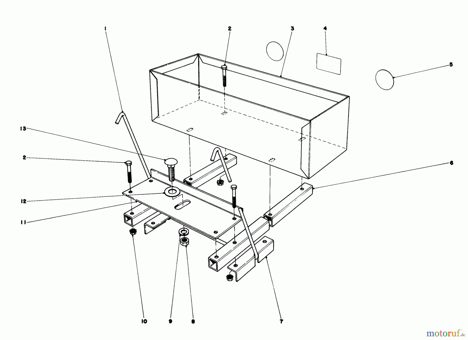  Toro Neu Mowers, Lawn & Garden Tractor Seite 1 57357 (11-44) - Toro 11-44 Lawn Tractor, 1985 (5000001-5999999) WEIGHT BOX ASSEMBLY MODEL NO. 59138 (OPTIONAL)