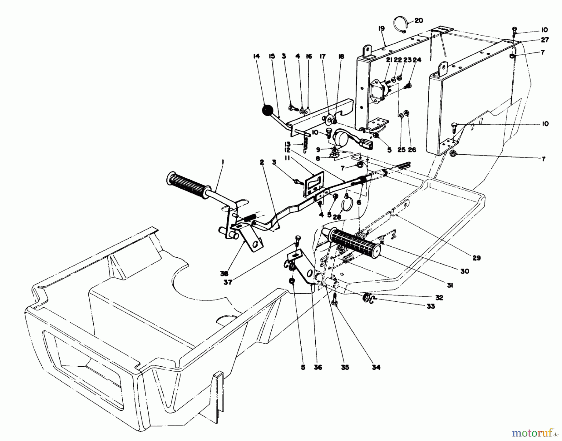  Toro Neu Mowers, Lawn & Garden Tractor Seite 1 57360 (11-32) - Toro 11-32 Lawn Tractor, 1986 (6000001-6999999) BRAKE & CLUTCH PEDAL ASSEMBLY