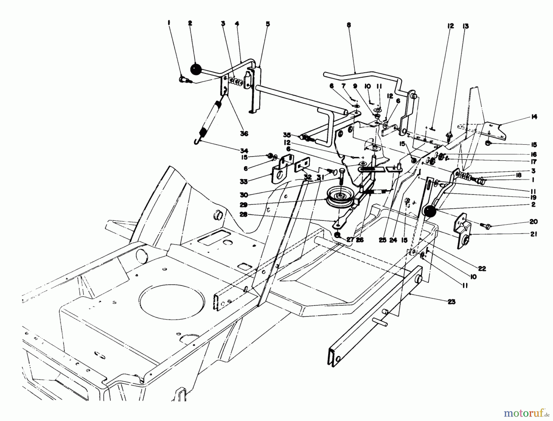  Toro Neu Mowers, Lawn & Garden Tractor Seite 1 57360 (11-32) - Toro 11-32 Lawn Tractor, 1986 (6000001-6999999) SHIFT & CLUTCH ASSEMBLY