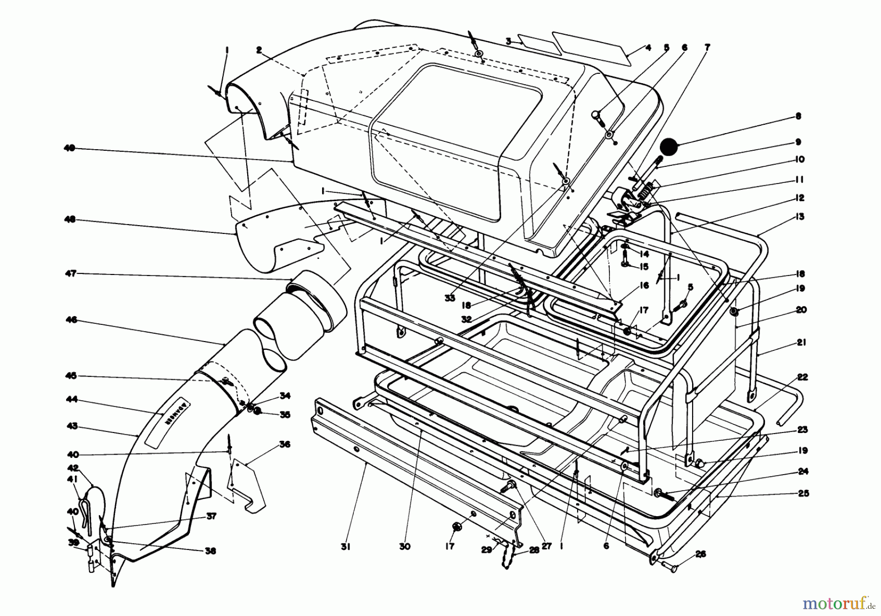  Toro Neu Mowers, Lawn & Garden Tractor Seite 1 57375 - Toro 8 hp Front Engine Rider, 1980 (0000001-0999999) EASY FILL GRASS CATCHER MODEL 59120 #1