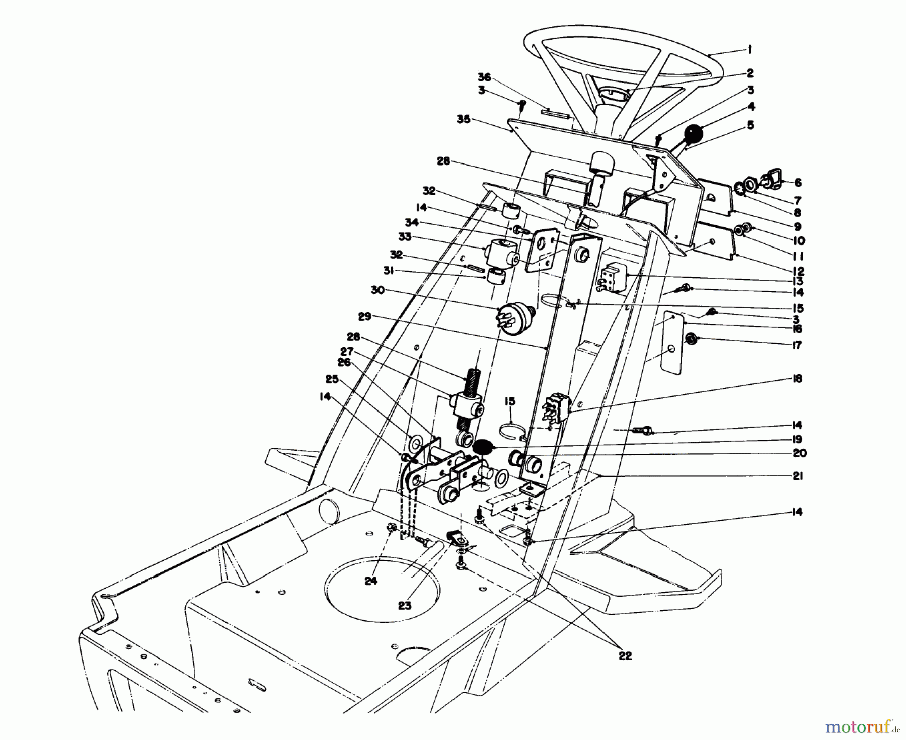  Toro Neu Mowers, Lawn & Garden Tractor Seite 1 57450 (12-32) - Toro 12-32 Lawn Tractor, 1991 (1000001-1999999) STEERING WHEEL & DASH ASSEMBLY