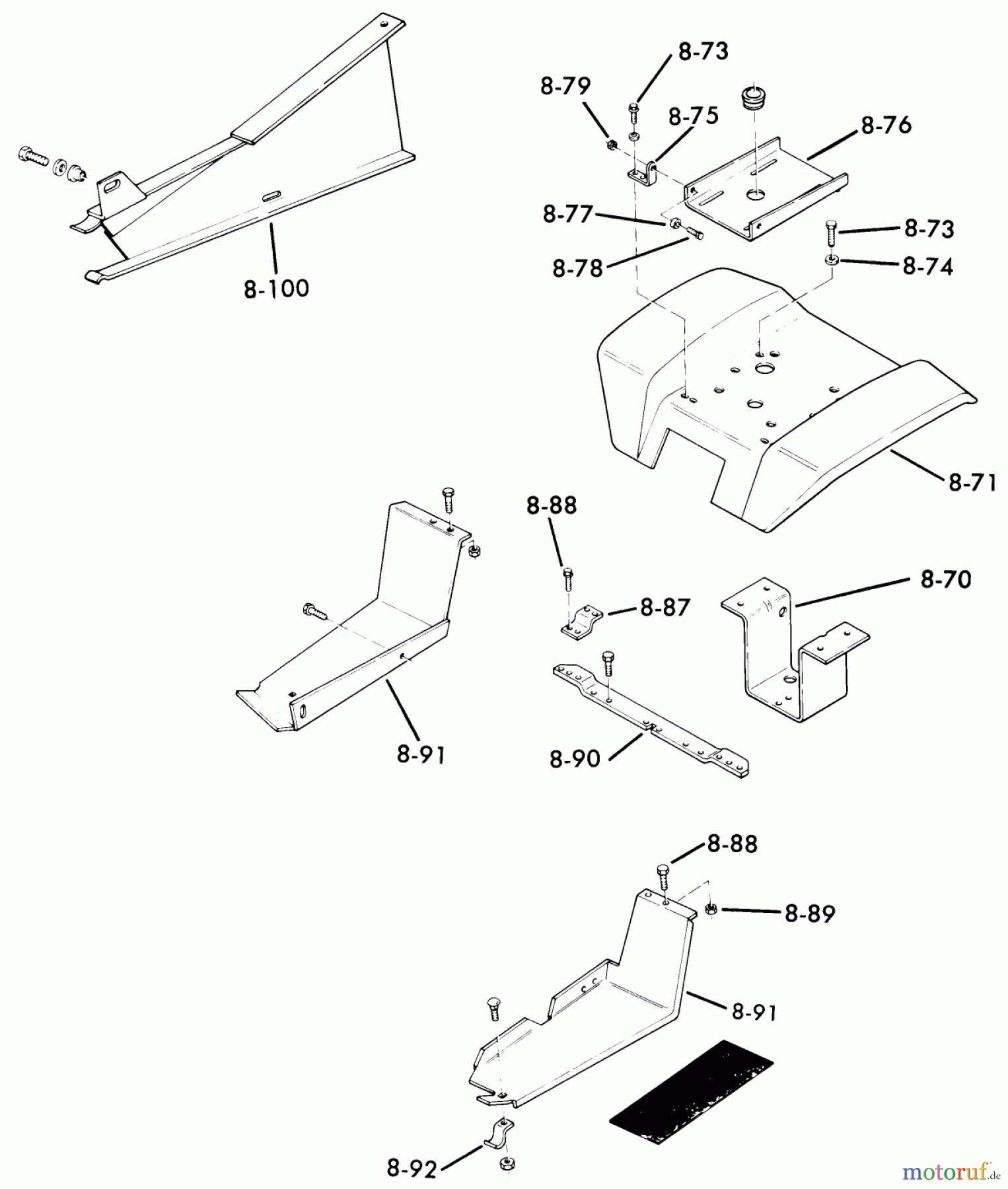  Toro Neu Mowers, Lawn & Garden Tractor Seite 1 61-16K803 (C-160) - Toro C-160 8-Speed Tractor, 1976 8.000 SHEET METAL AND COVERS (FIG. 8) #2