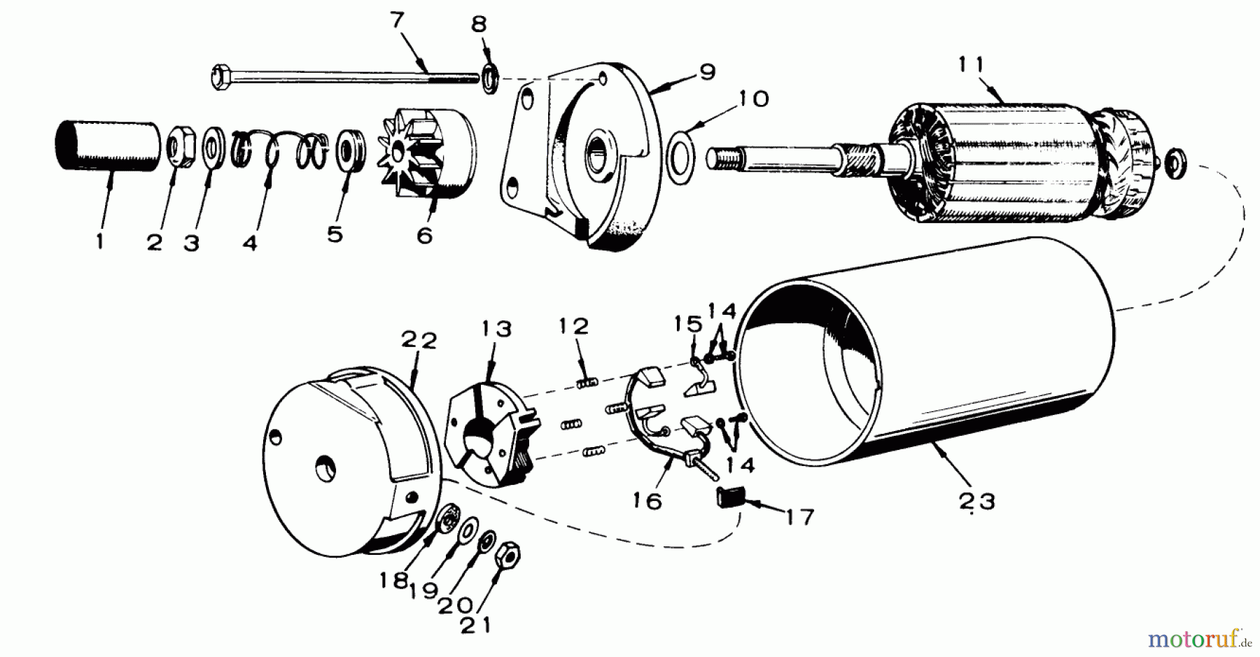  Toro Neu Mowers, Lawn & Garden Tractor Seite 1 61-20KS01 (D-200) - Toro D-200 Automatic Tractor, 1976 STARTING MOTOR PARTS GROUP 16 HP ONAN ENGINE