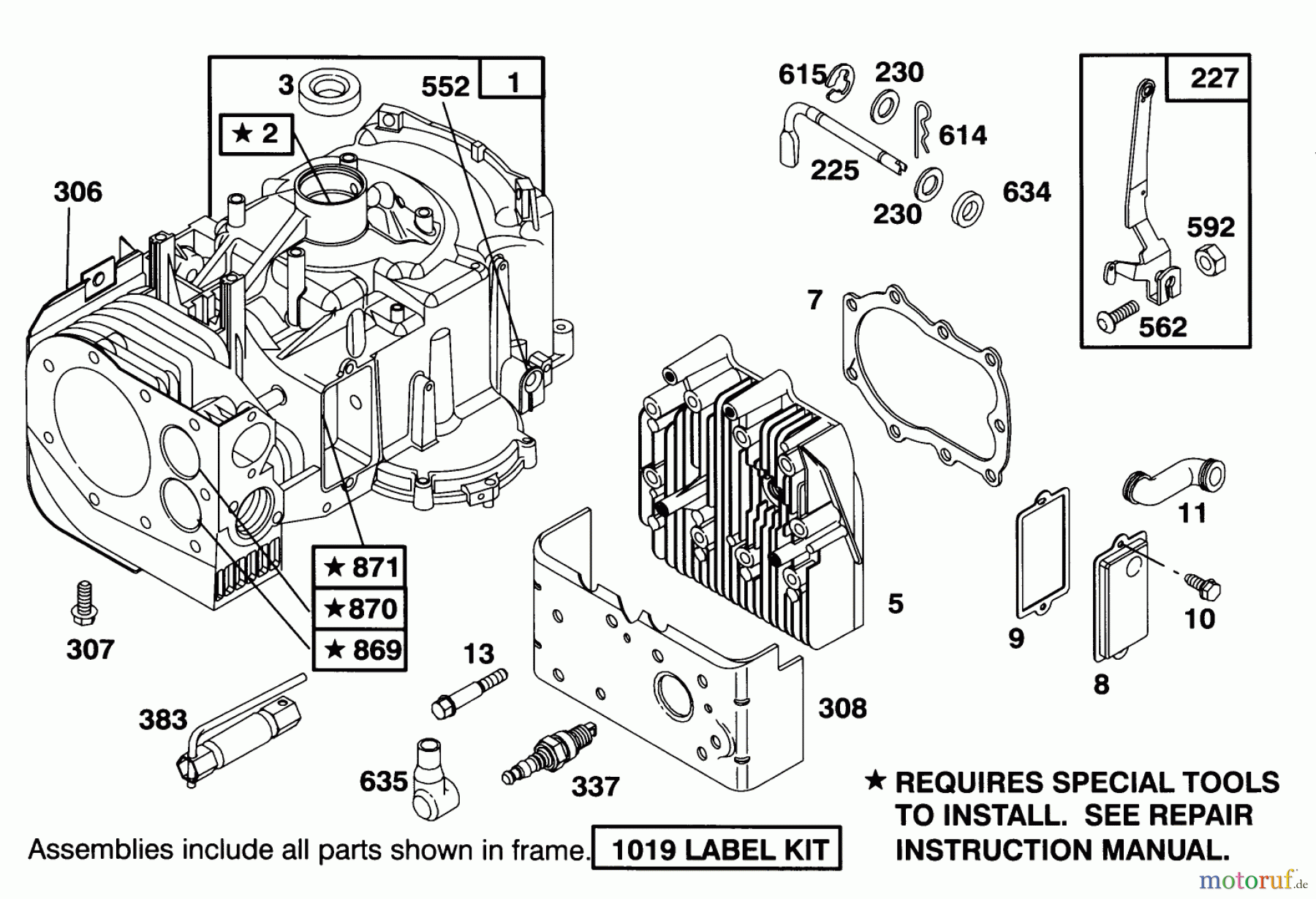  Toro Neu Mowers, Lawn & Garden Tractor Seite 1 71200 (12-32XL) - Toro 12-32XL Lawn Tractor, 1993 (3900001-3999999) ENGINE BRIGGS & STRATTON MODEL 254707-0128-01 #1