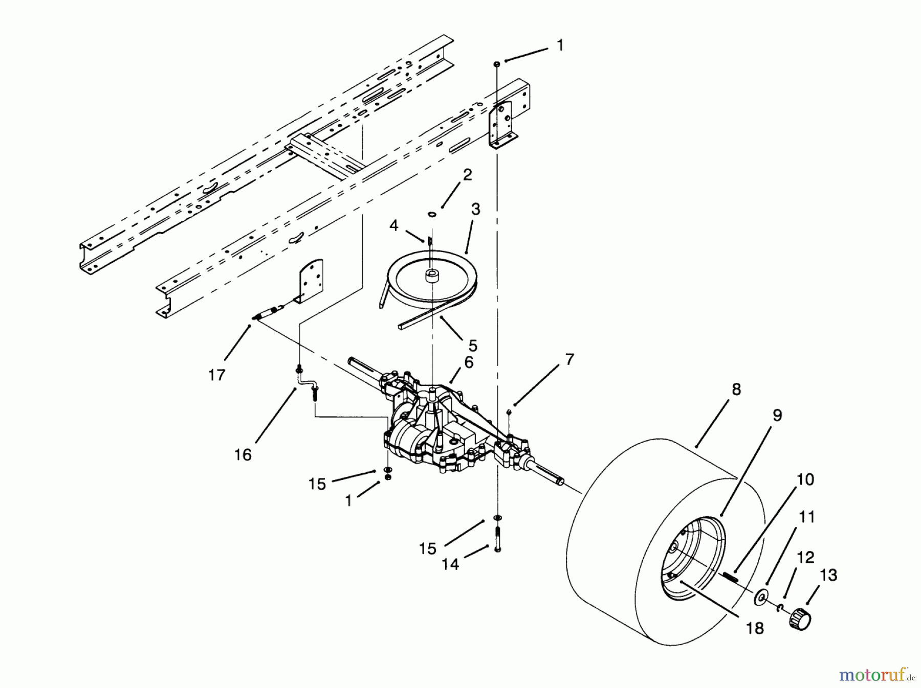  Toro Neu Mowers, Lawn & Garden Tractor Seite 1 71184 (12-38XL) - Toro 12-38XL Lawn Tractor, 1995 (5910001-5999999) TRANSAXLE ASSEMBLY