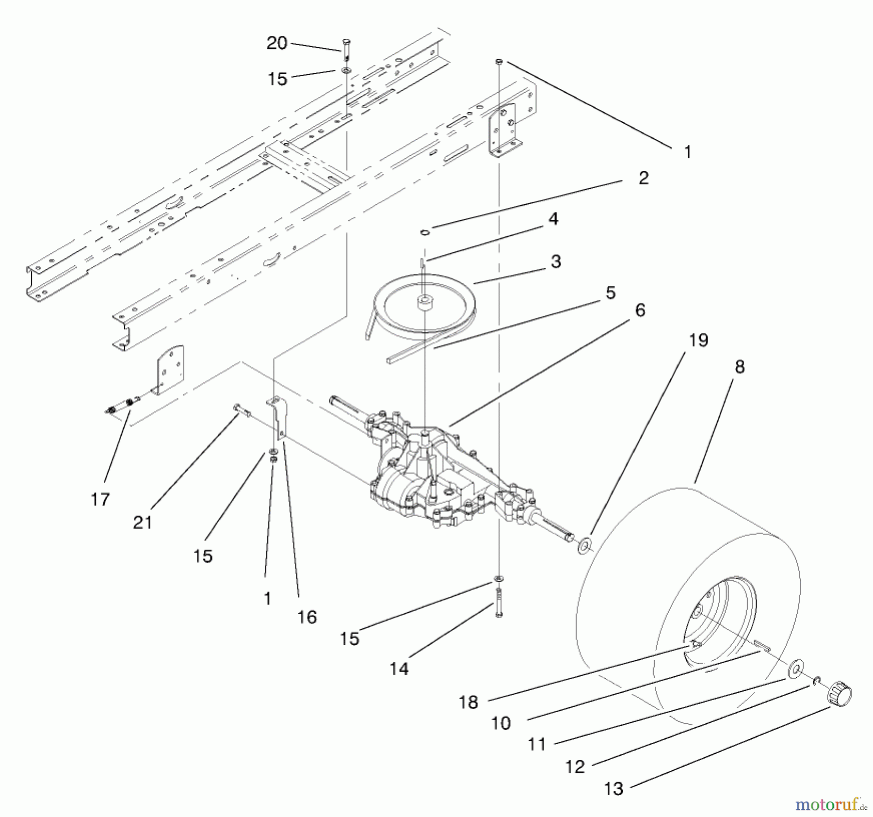  Toro Neu Mowers, Lawn & Garden Tractor Seite 1 71185 (13-38XL) - Toro 13-38XL Lawn Tractor, 1996 (6900001-6999999) TRANSAXLE ASSEMBLY