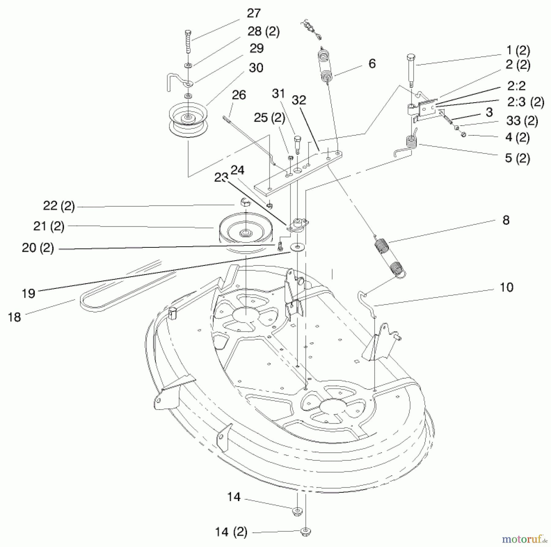  Toro Neu Mowers, Lawn & Garden Tractor Seite 1 71185 (13-38XL) - Toro 13-38XL Lawn Tractor, 1998 (8900001-8999999) PULLEY & BELT ASSEMBLY (38