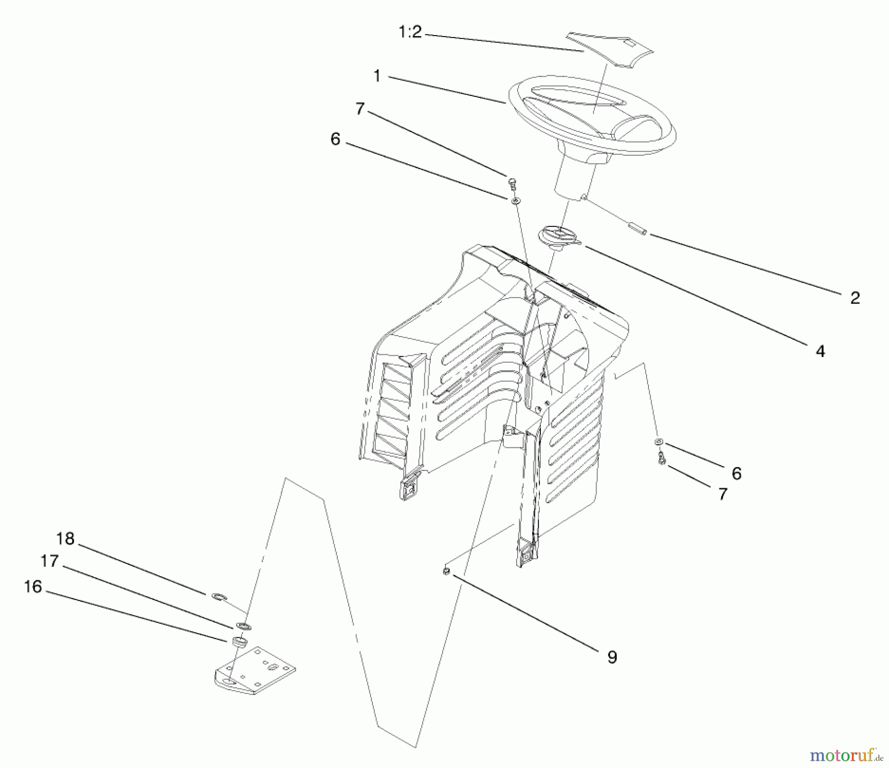  Toro Neu Mowers, Lawn & Garden Tractor Seite 1 71189 (12-32XL) - Toro 12-32XL Lawn Tractor, 1997 (7900001-7999999) STEERING ASSEMBLY