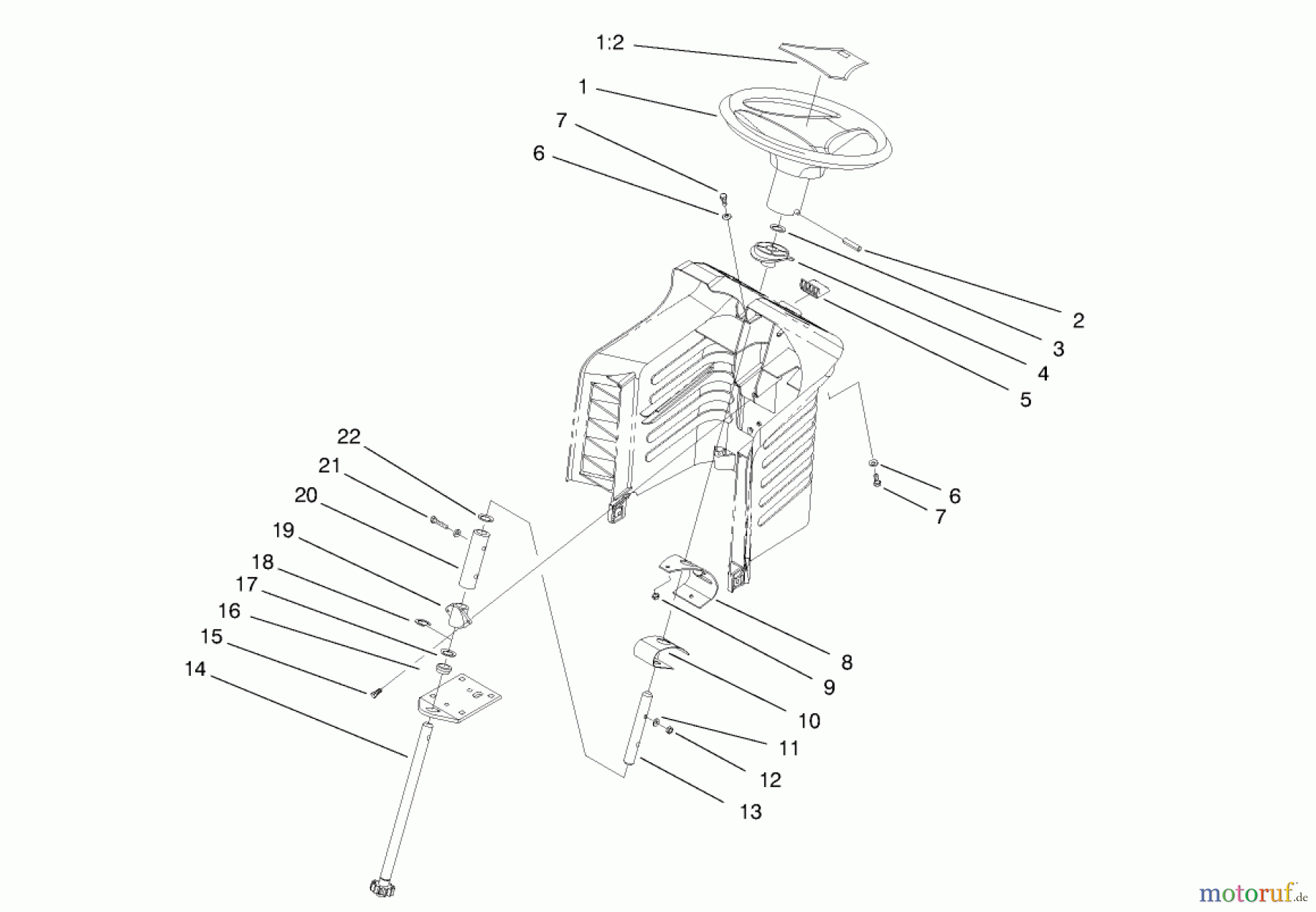  Toro Neu Mowers, Lawn & Garden Tractor Seite 1 71190 (13-38XL) - Toro 13-38XL Lawn Tractor, 1997 (7900001-7999999) STEERING ASSEMBLY