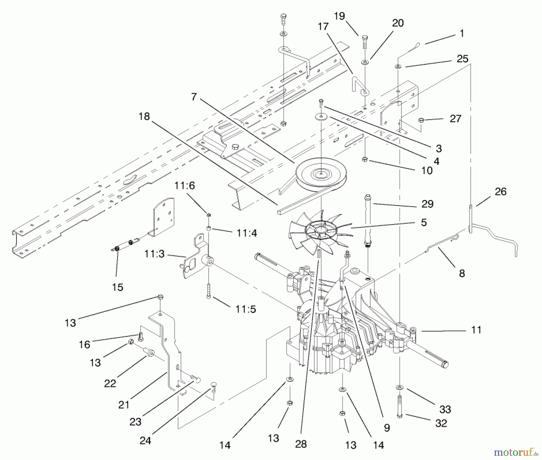  Toro Neu Mowers, Lawn & Garden Tractor Seite 1 71196 (16-44HXL) - Toro 16-44HXL Lawn Tractor, 1998 (8900001-8999999) TRANSAXLE ASSEMBLY