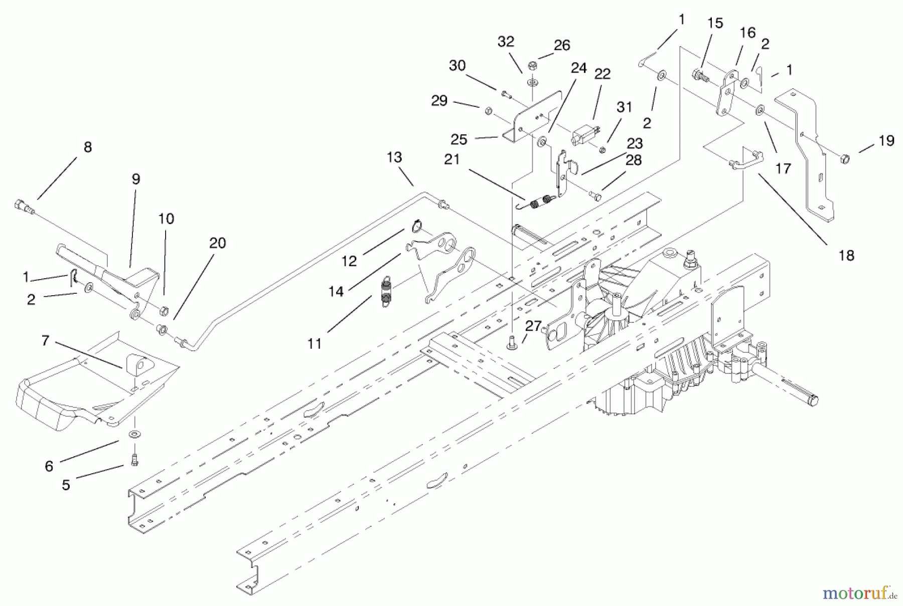  Toro Neu Mowers, Lawn & Garden Tractor Seite 1 71280 (17-44HXLE) - Toro 17-44HXLE Lawn Tractor, 1999 (9900001-9999999) HYDRO TRANSAXLE CONTROLS ASSEMBLY