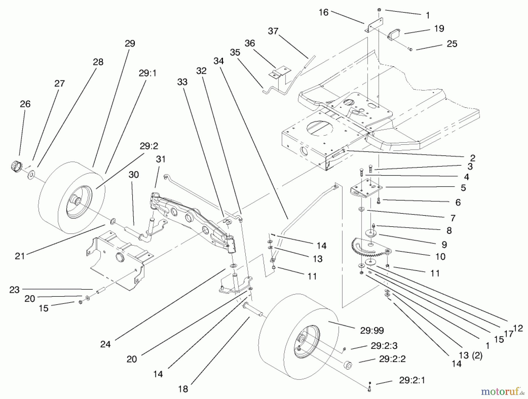  Toro Neu Mowers, Lawn & Garden Tractor Seite 1 71199 (12-32XL) - Toro 12-32XL Lawn Tractor, 2000 (200000001-200999999) STEERING COMPONENTS ASSEMBLY