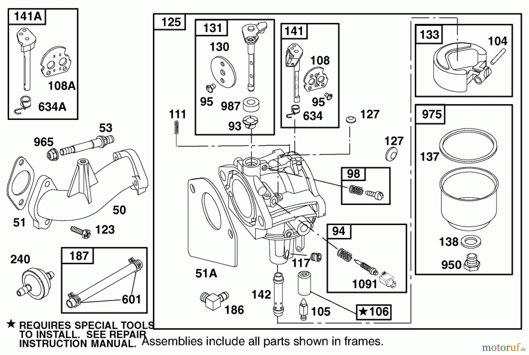  Toro Neu Mowers, Lawn & Garden Tractor Seite 1 71199 (12-32XL) - Toro 12-32XL Lawn Tractor, 2002 (220000001-220999999) CARBURETOR ASSEMBLY BRIGGS AND STRATTON 284707-1148-E1