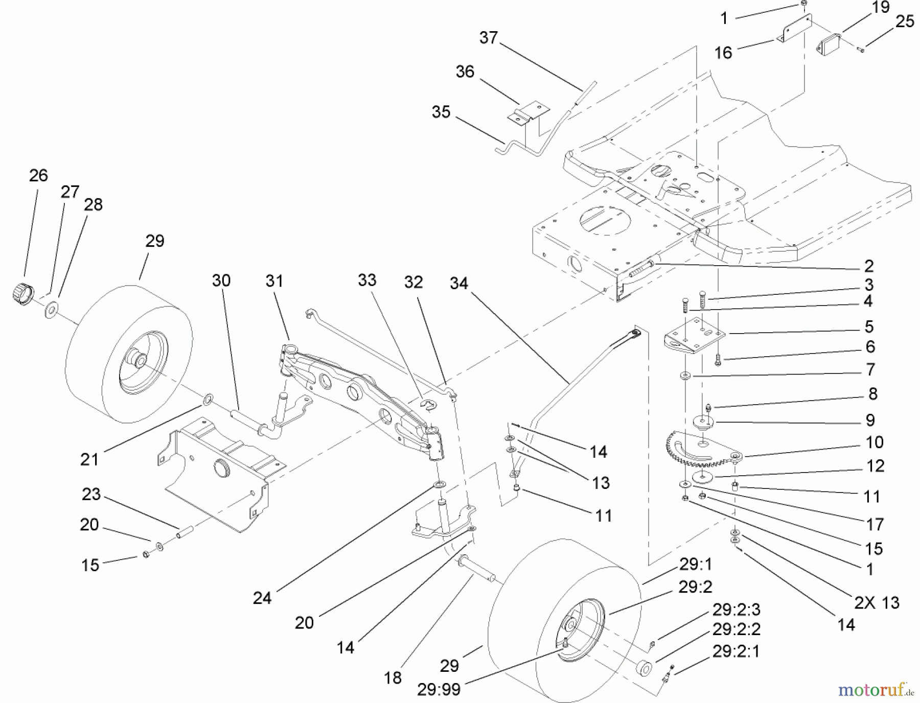  Toro Neu Mowers, Lawn & Garden Tractor Seite 1 71199 (12-32XL) - Toro 12-32XL Lawn Tractor, 2004 (240000001-240999999) STEERING ASSEMBLY