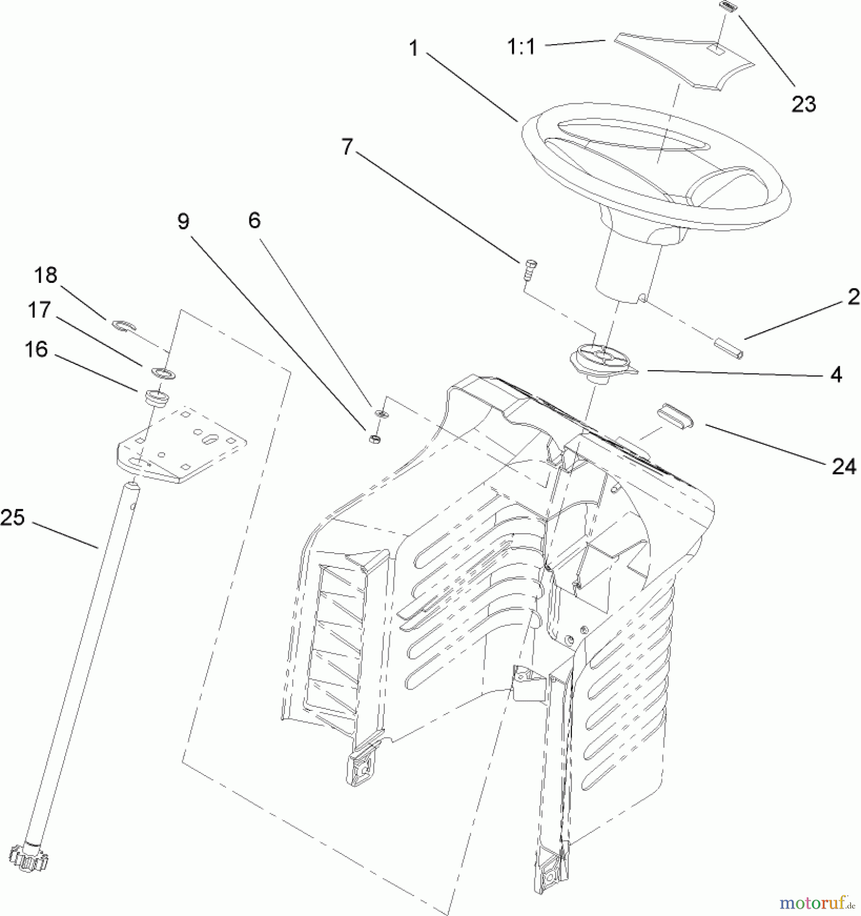  Toro Neu Mowers, Lawn & Garden Tractor Seite 1 71199 (XL 320) - Toro XL 320 Lawn Tractor, 2005 (250000001-250999999) FIXED STEERING ASSEMBLY