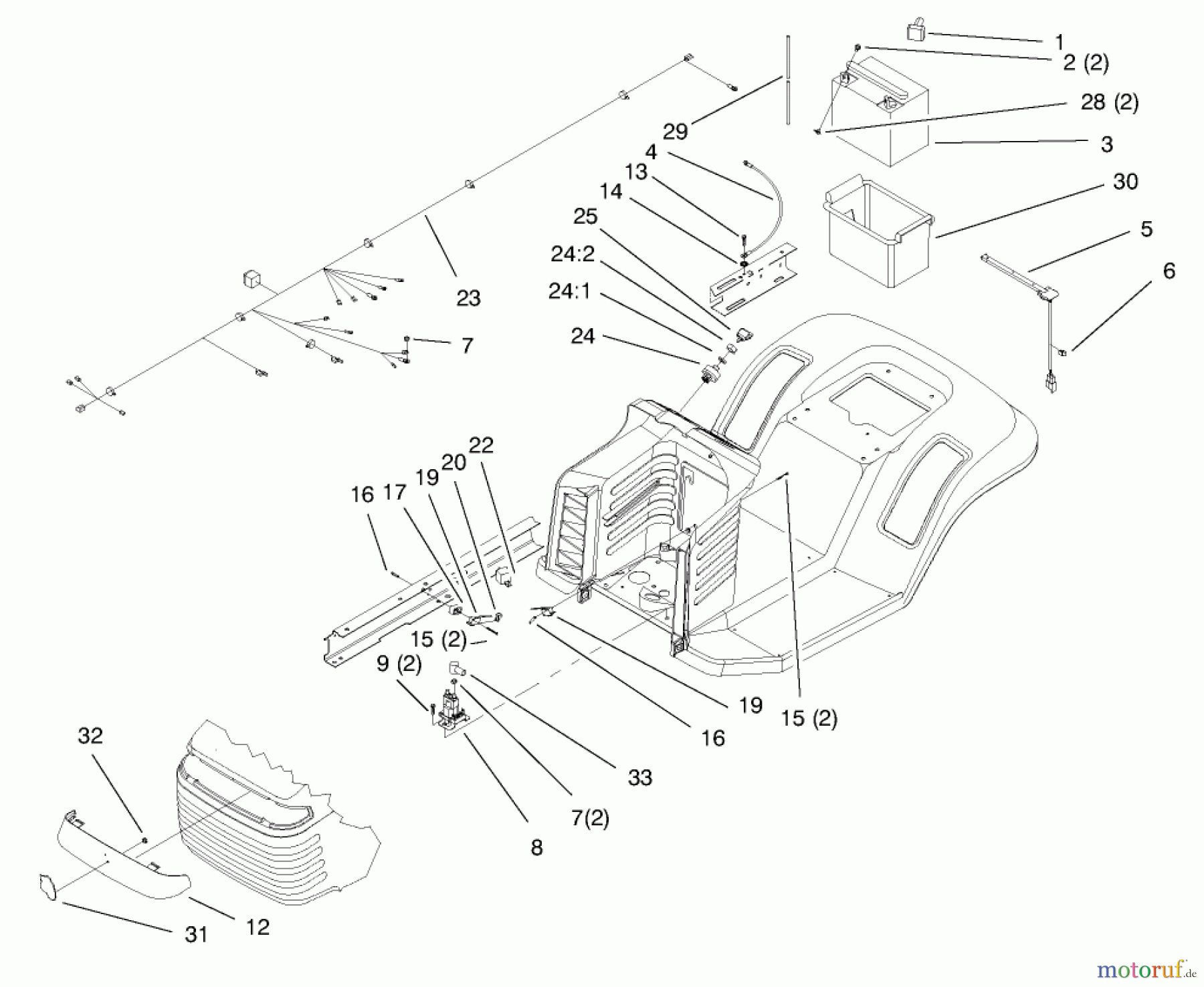  Toro Neu Mowers, Lawn & Garden Tractor Seite 1 71201 (12-32XL) - Toro 12-32XL Lawn Tractor, 1998 (8900001-8999999) ELECTRICAL ASSEMBLY