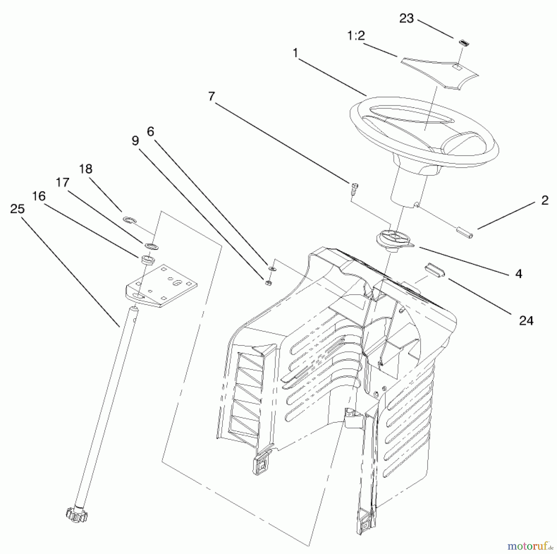  Toro Neu Mowers, Lawn & Garden Tractor Seite 1 71209 (13-32XLE) - Toro 13-32XLE Lawn Tractor, 1999 (9900001-9999999) FIXED STEERING ASSEMBLY