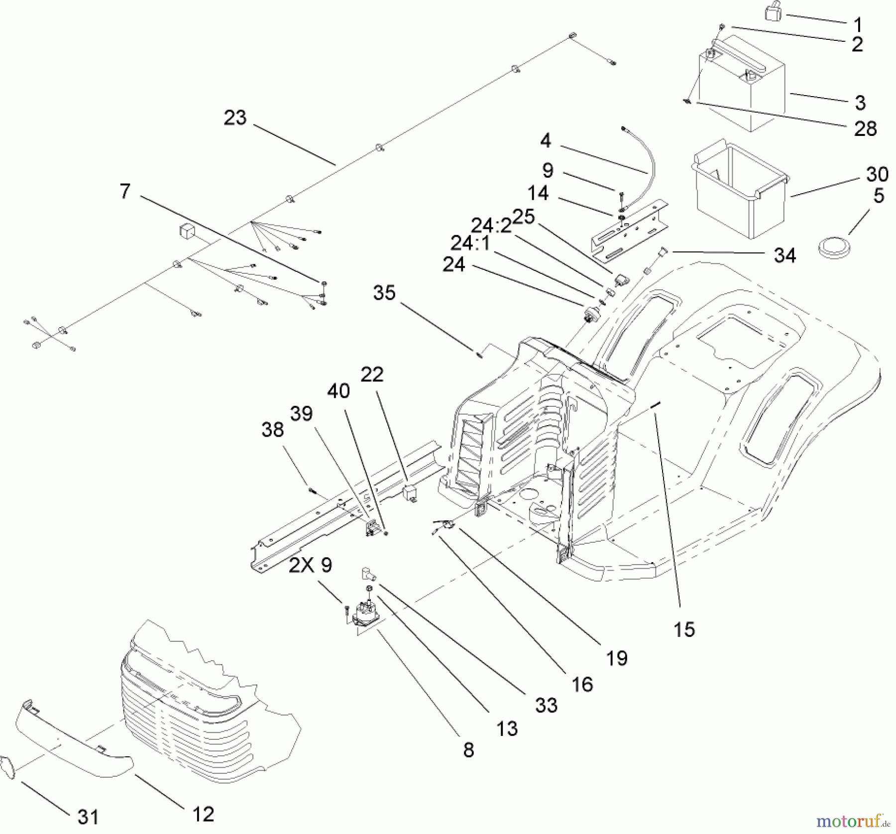  Toro Neu Mowers, Lawn & Garden Tractor Seite 1 71209 (XL 320) - Toro XL 320 Lawn Tractor, 2005 (250000001-250005000) ELECTRICAL COMPONENT ASSEMBLY