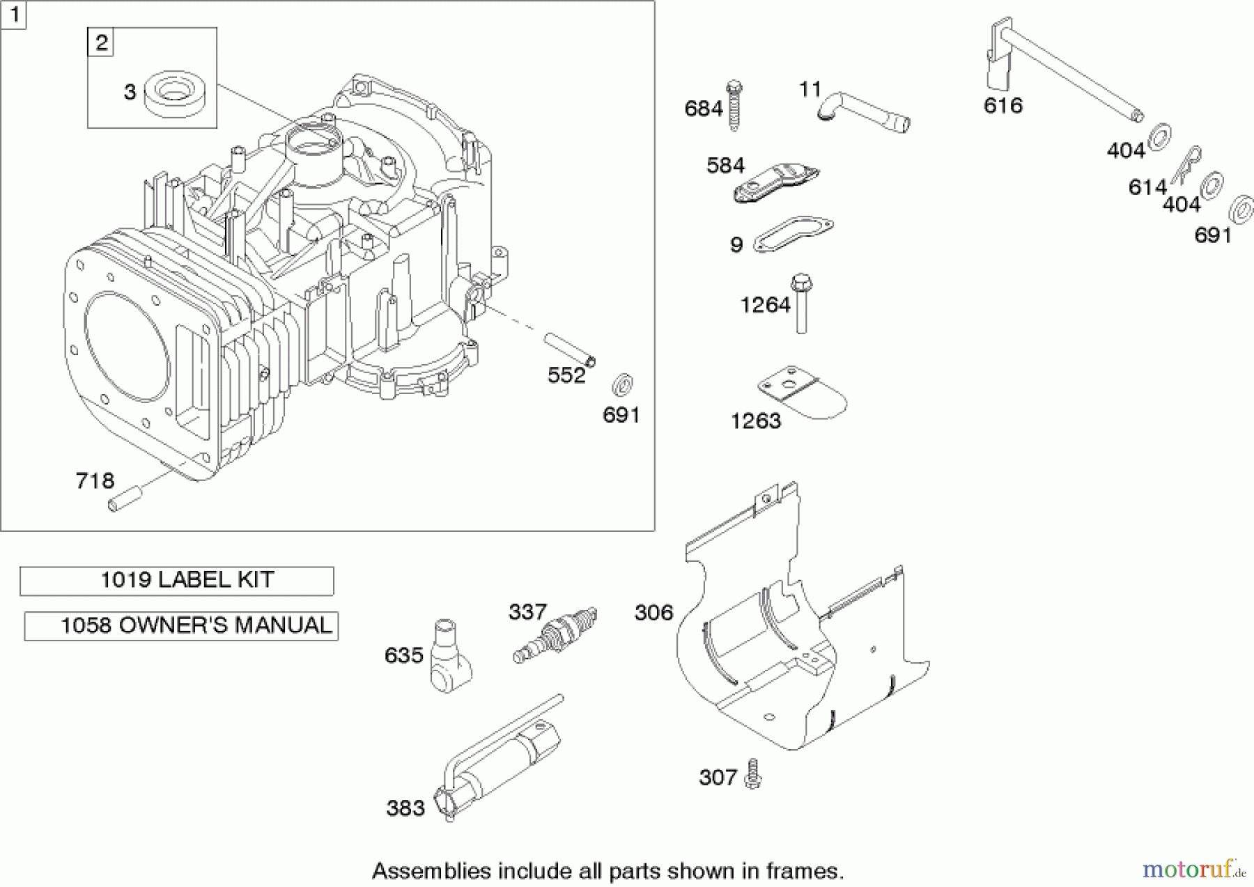  Toro Neu Mowers, Lawn & Garden Tractor Seite 1 71209 (XL 320) - Toro XL 320 Lawn Tractor, 2006 (260000001-260999999) CYLINDER ASSEMBLY BRIGGS AND STRATTON 21A907-0169-E1