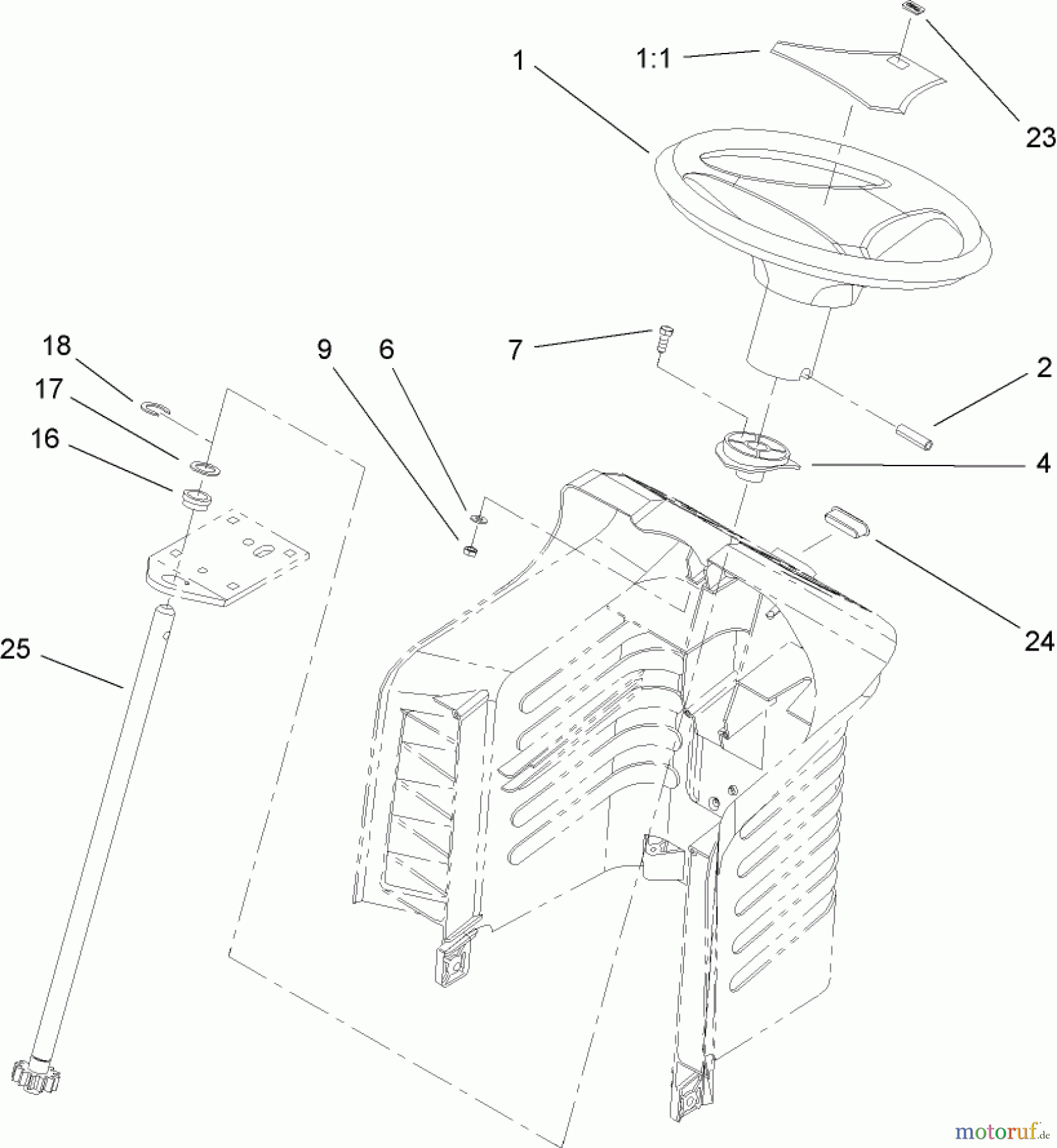  Toro Neu Mowers, Lawn & Garden Tractor Seite 1 71209 (XL 320) - Toro XL 320 Lawn Tractor, 2006 (260000001-260999999) FIXED STEERING ASSEMBLY