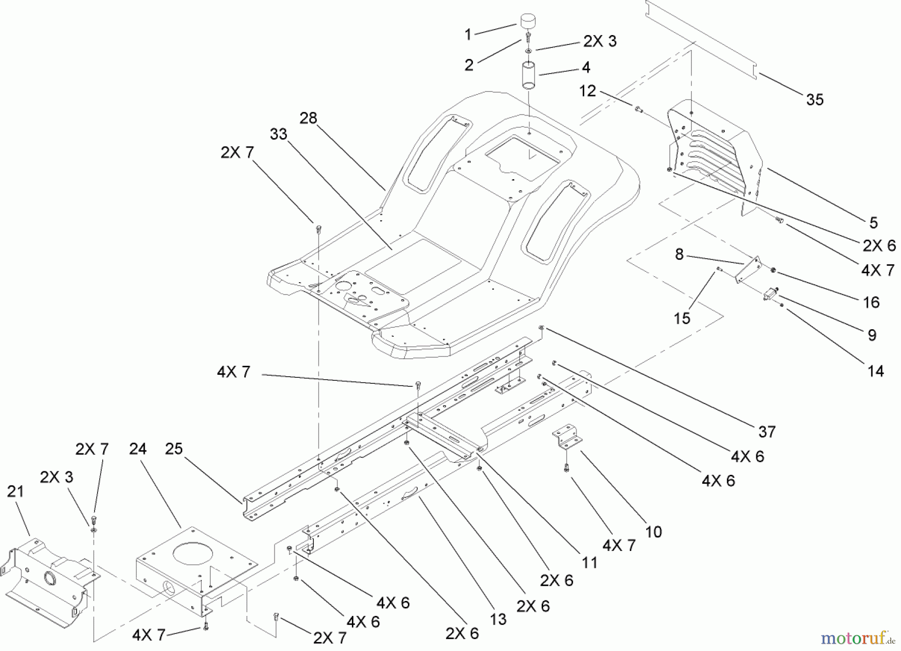  Toro Neu Mowers, Lawn & Garden Tractor Seite 1 71209 (XL 320) - Toro XL 320 Lawn Tractor, 2006 (260000001-260999999) FRAME AND BODY ASSEMBLY