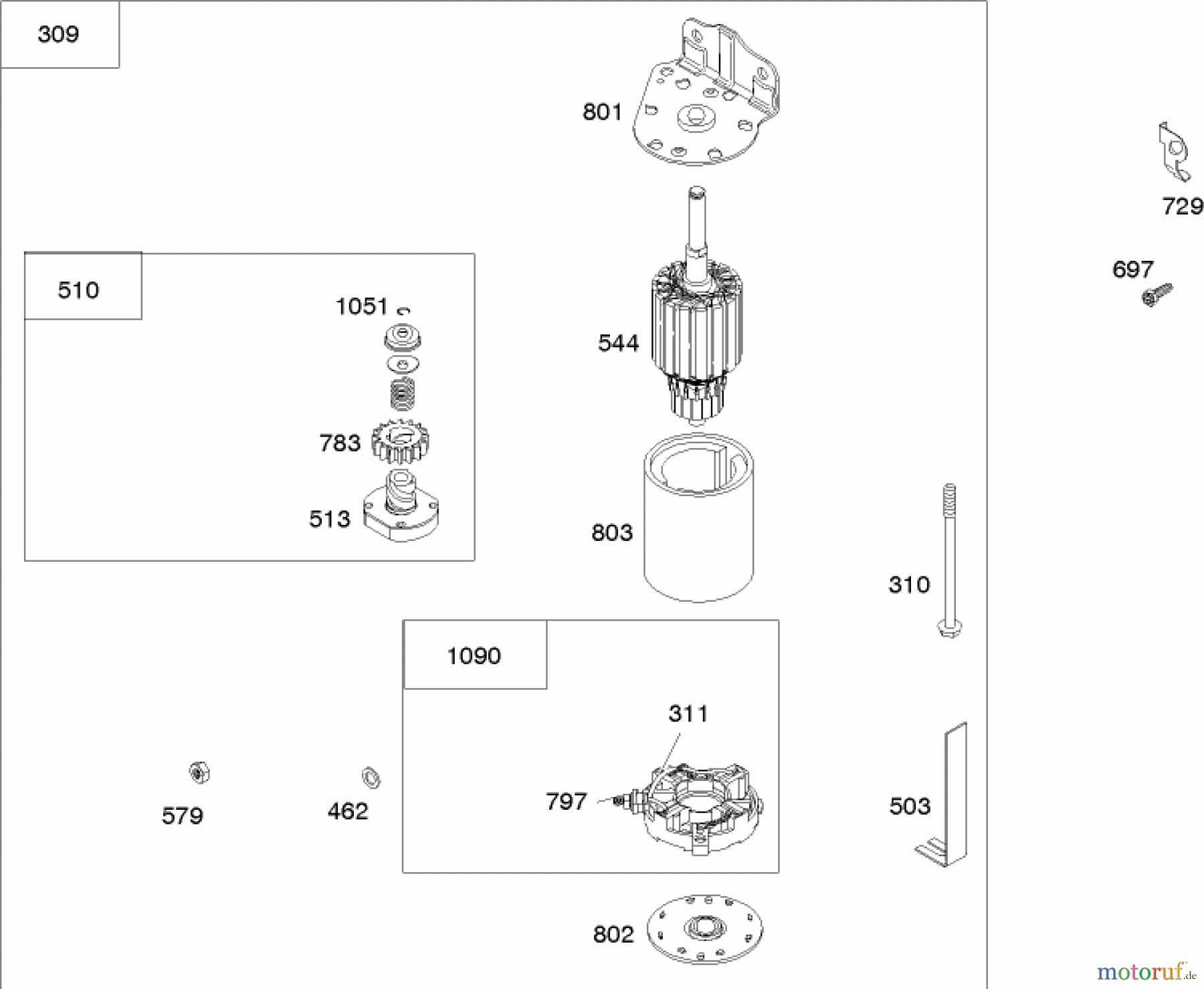  Toro Neu Mowers, Lawn & Garden Tractor Seite 1 71209 (XL 320) - Toro XL 320 Lawn Tractor, 2008 (280000001-280999999) STARTER ASSEMBLY BRIGGS AND STRATTON 21A907-0169-E1