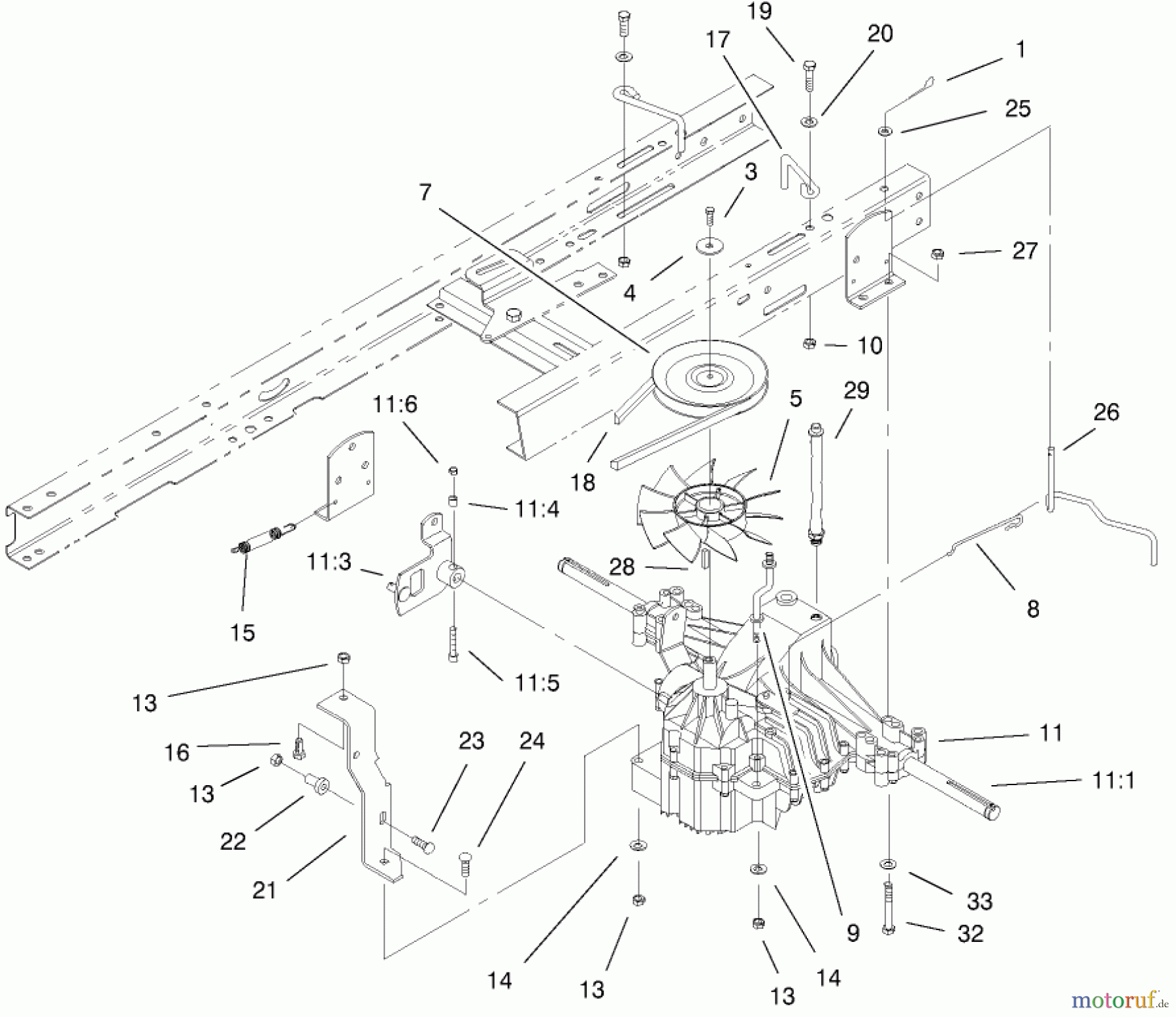  Toro Neu Mowers, Lawn & Garden Tractor Seite 1 71212 (17-44HXL) - Toro 17-44HXL Lawn Tractor, 2000 (200000001-200999999) HYDRO TRANSAXLE ASSEMBLY #1