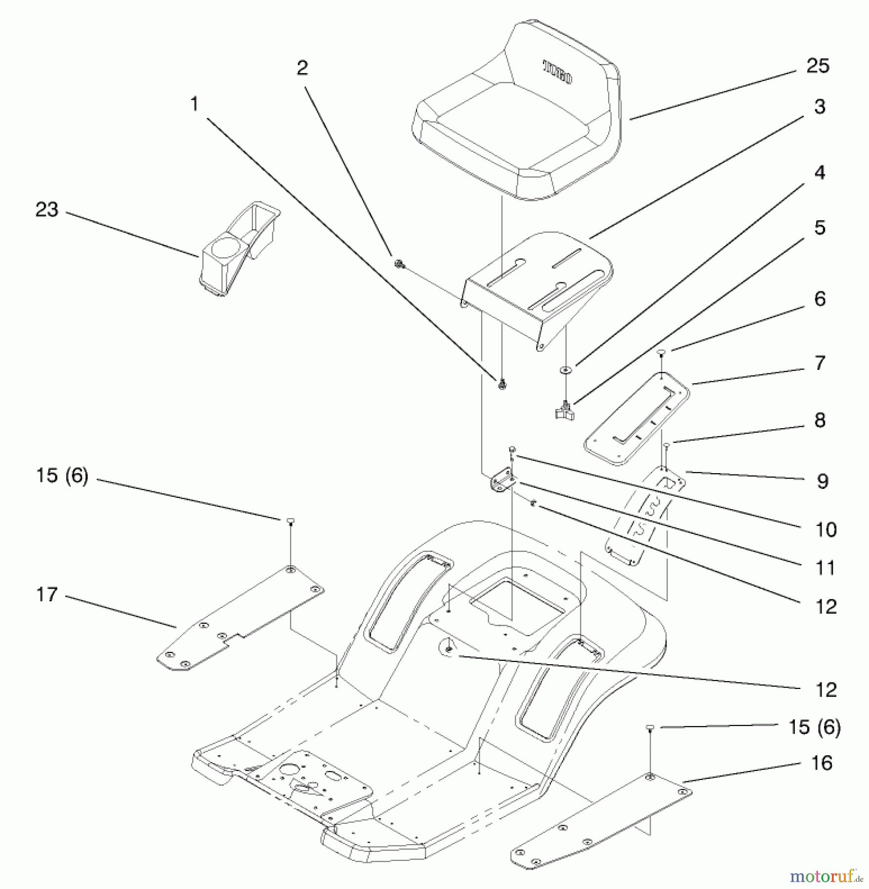  Toro Neu Mowers, Lawn & Garden Tractor Seite 1 71215 (14-38HXL) - Toro 14-38HXL Lawn Tractor, 1997 (7900001-7999999) SEAT ASSEMBLY