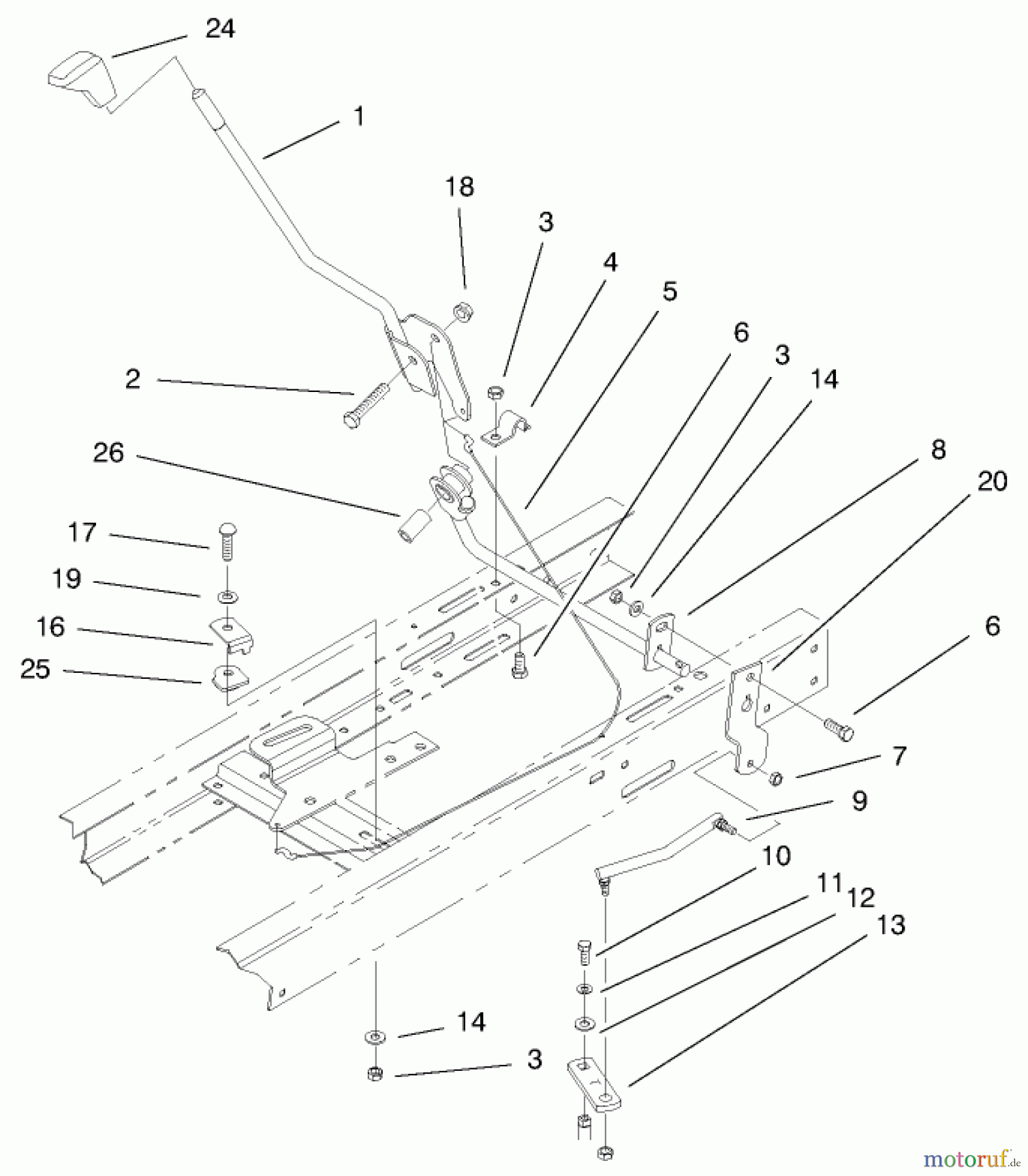  Toro Neu Mowers, Lawn & Garden Tractor Seite 1 71223 (16-38XL) - Toro 16-38XL Lawn Tractor, 2000 (200000001-200999999) SHIFTING COMPONENTS ASSEMBLY