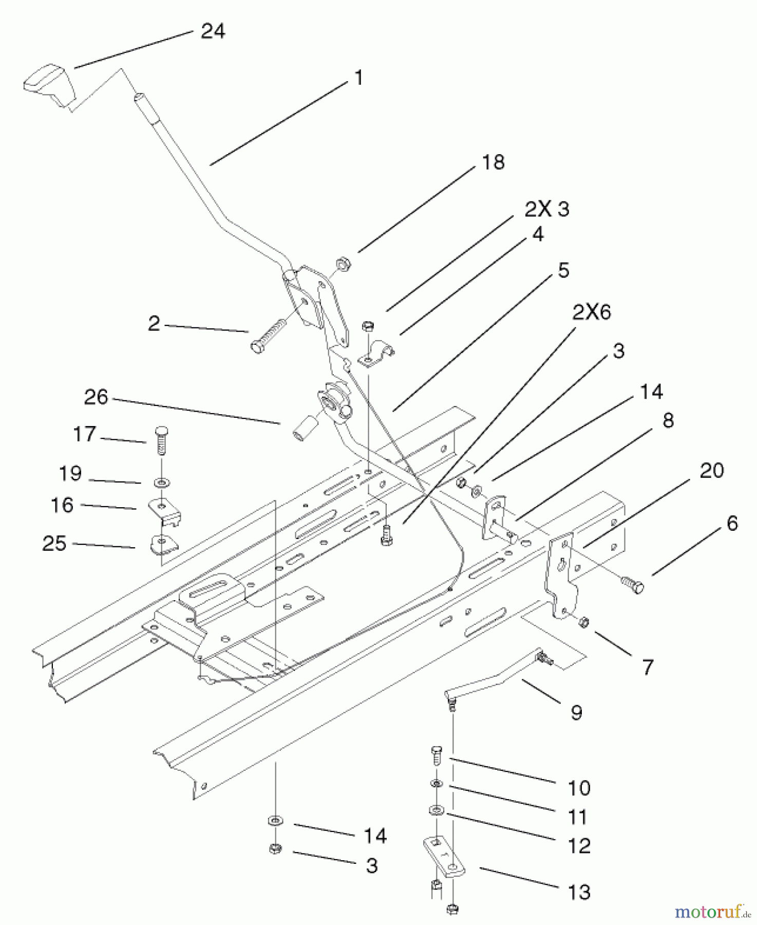  Toro Neu Mowers, Lawn & Garden Tractor Seite 1 71226 (16-38XLE) - Toro 16-38XLE Lawn Tractor, 2001 (210000001-210999999) SHIFTING ASSEMBLY