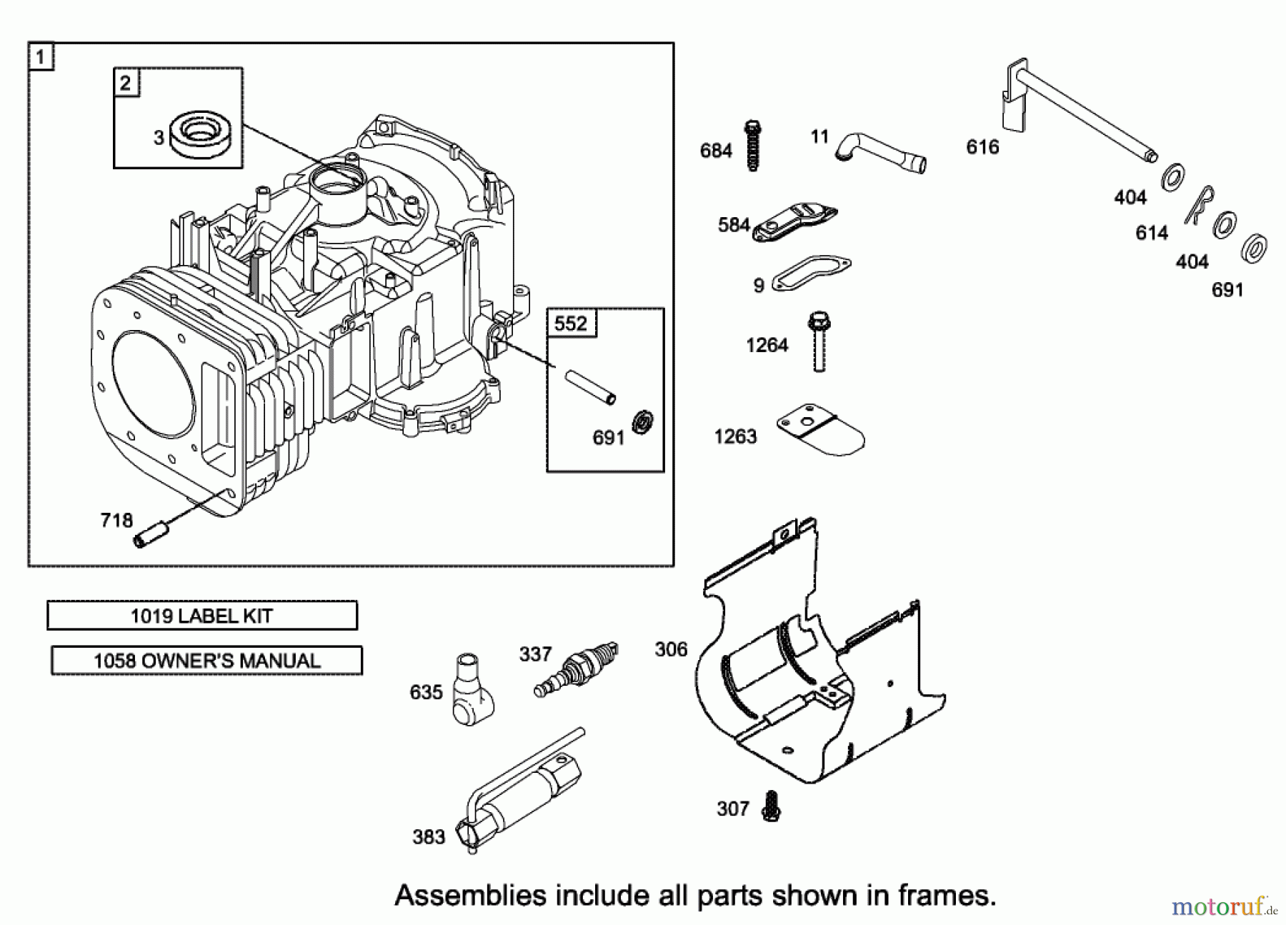  Toro Neu Mowers, Lawn & Garden Tractor Seite 1 71223 (16-38XL) - Toro 16-38XL Lawn Tractor, 2002 (220010001-220999999) CYLINDER ASSEMBLY ENGINE BRIGGS AND STRATTON MODEL 286H77-0121-E1