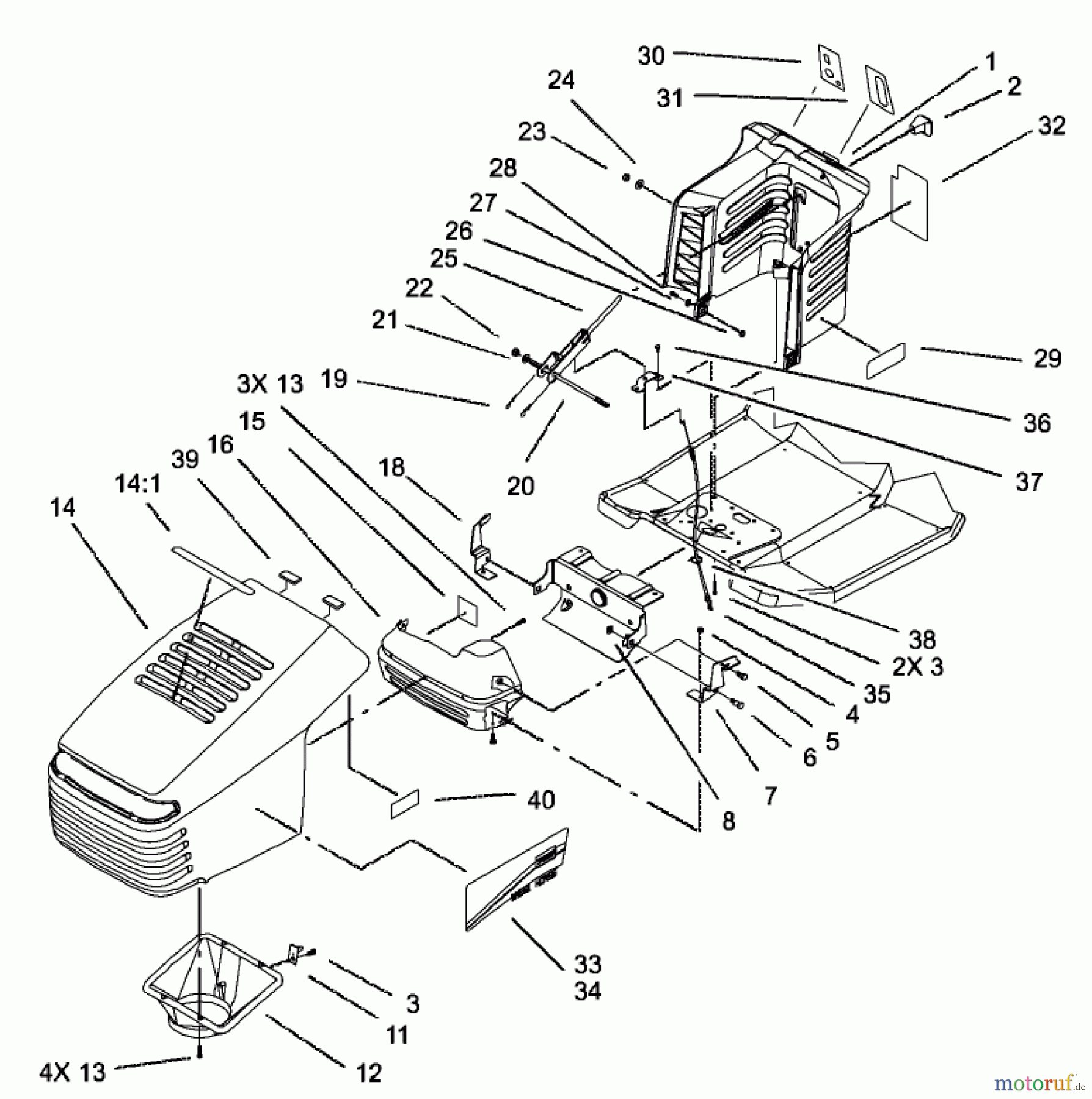  Toro Neu Mowers, Lawn & Garden Tractor Seite 1 71223 (16-38XL) - Toro 16-38XL Lawn Tractor, 2002 (220010001-220999999) HOOD AND TOWER ASSEMBLY