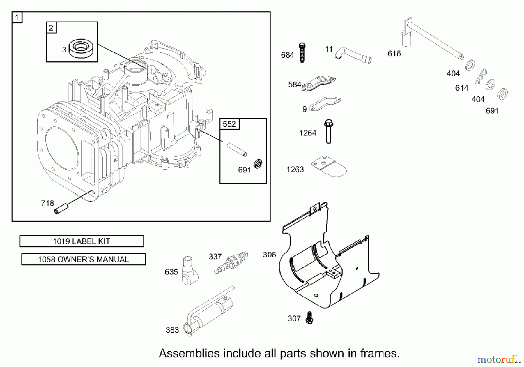  Toro Neu Mowers, Lawn & Garden Tractor Seite 1 71223 (16-38XL) - Toro 16-38XL Lawn Tractor, 2004 (240000001-240999999) CYLINDER ASSEMBLY BRIGGS AND STRATTON MODEL 286H77-0121-E1